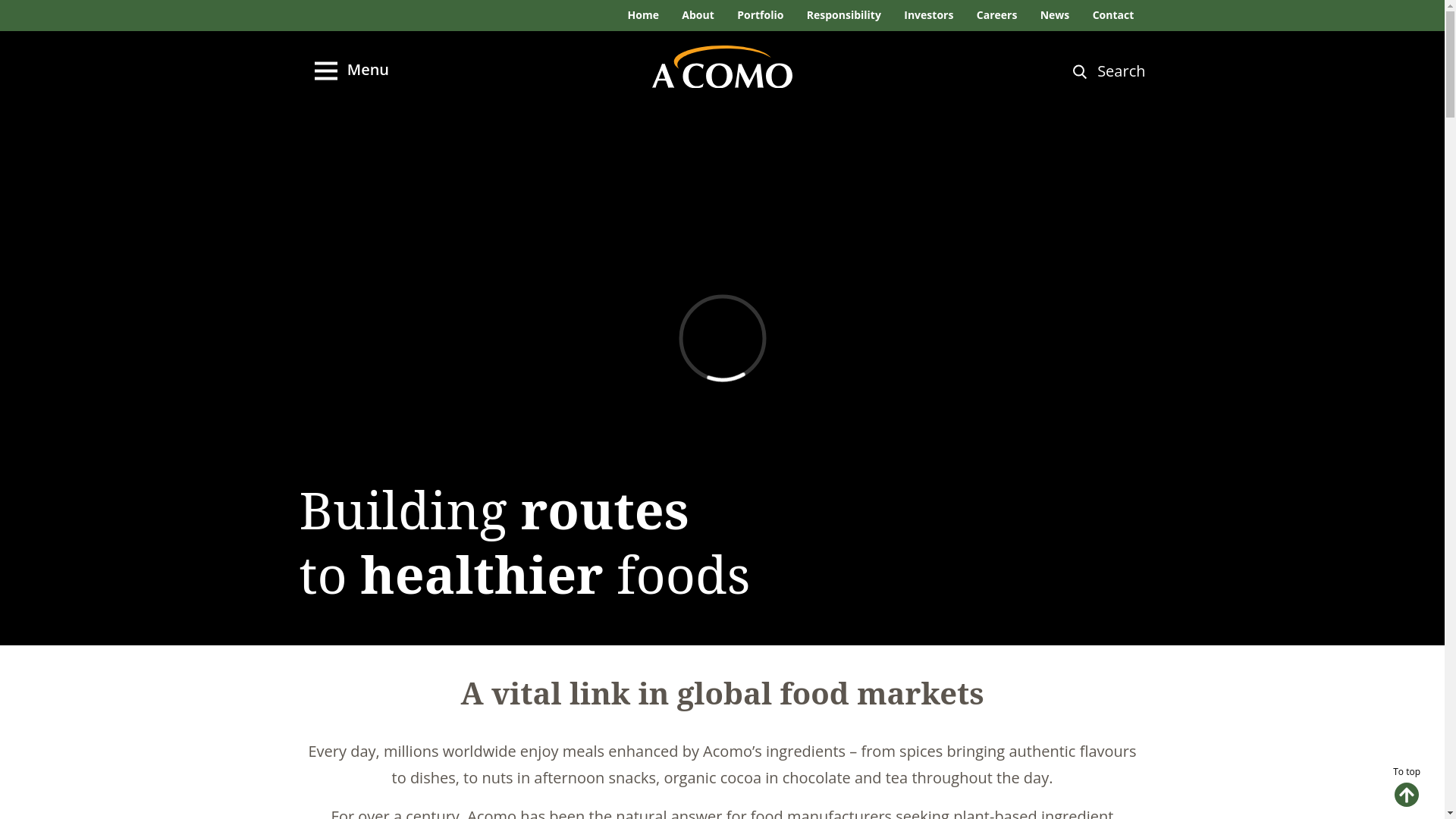 website screenshot of https://acomofoods.com/