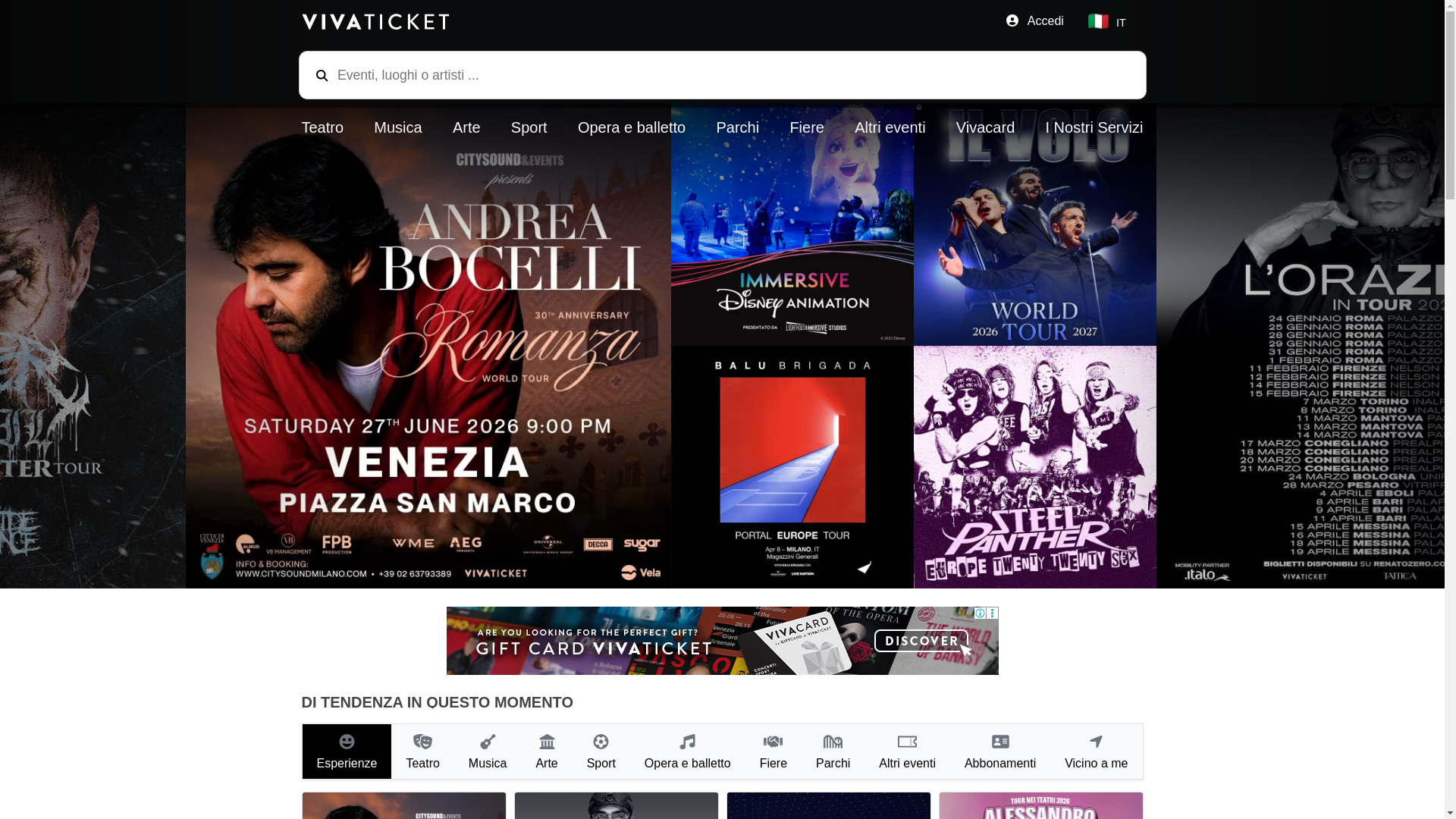 website screenshot of https://www.vivaticket.com/it