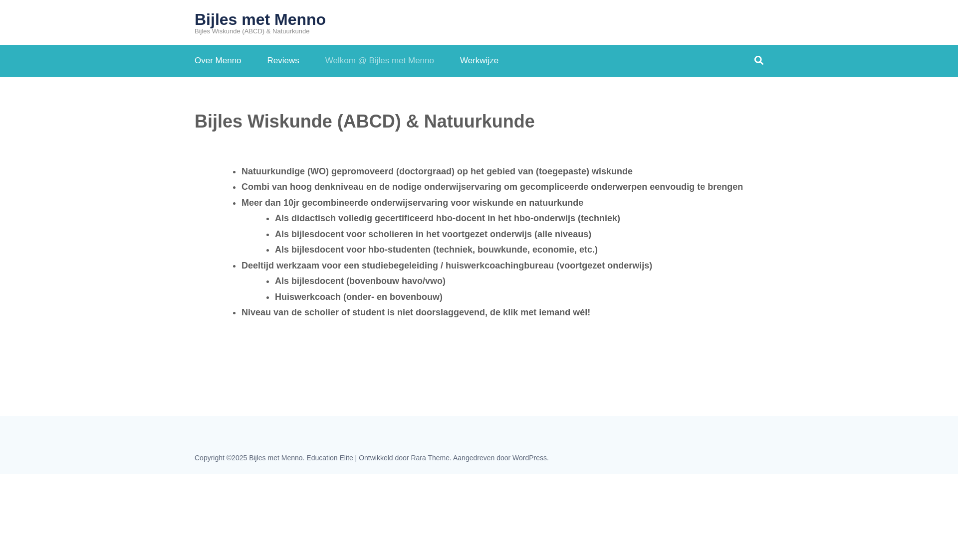 website screenshot of https://bijlesmetmenno.nl/