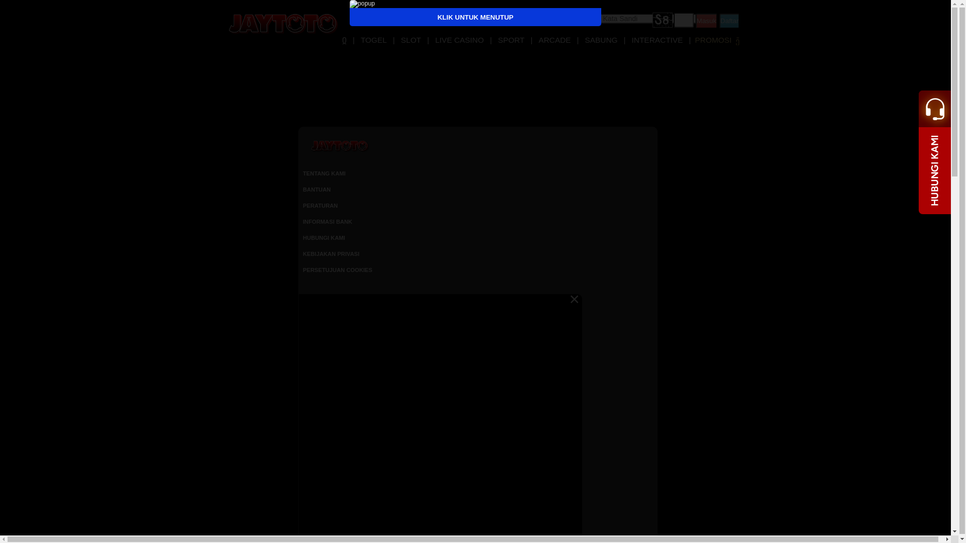 website screenshot of https://jaytoto16.bond/
