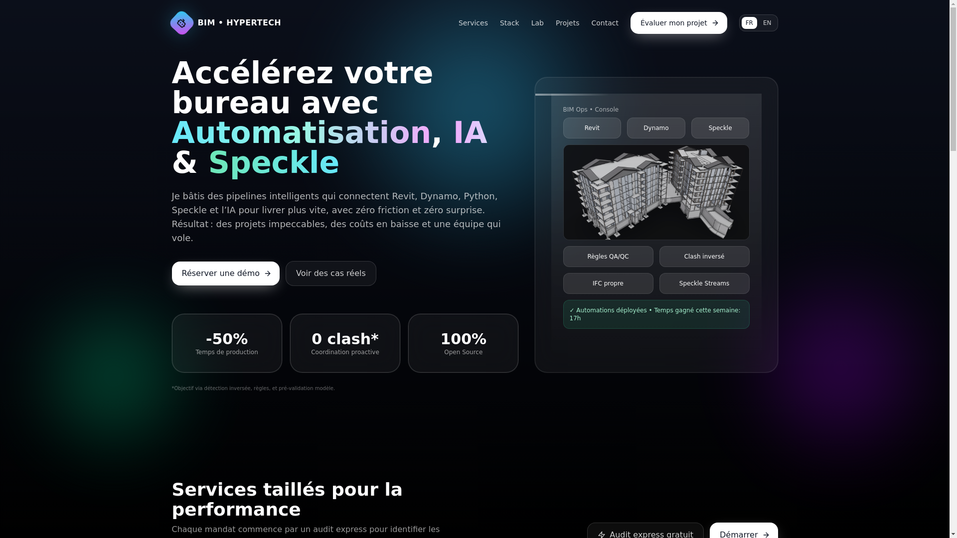website screenshot of https://bimhypertech.com/