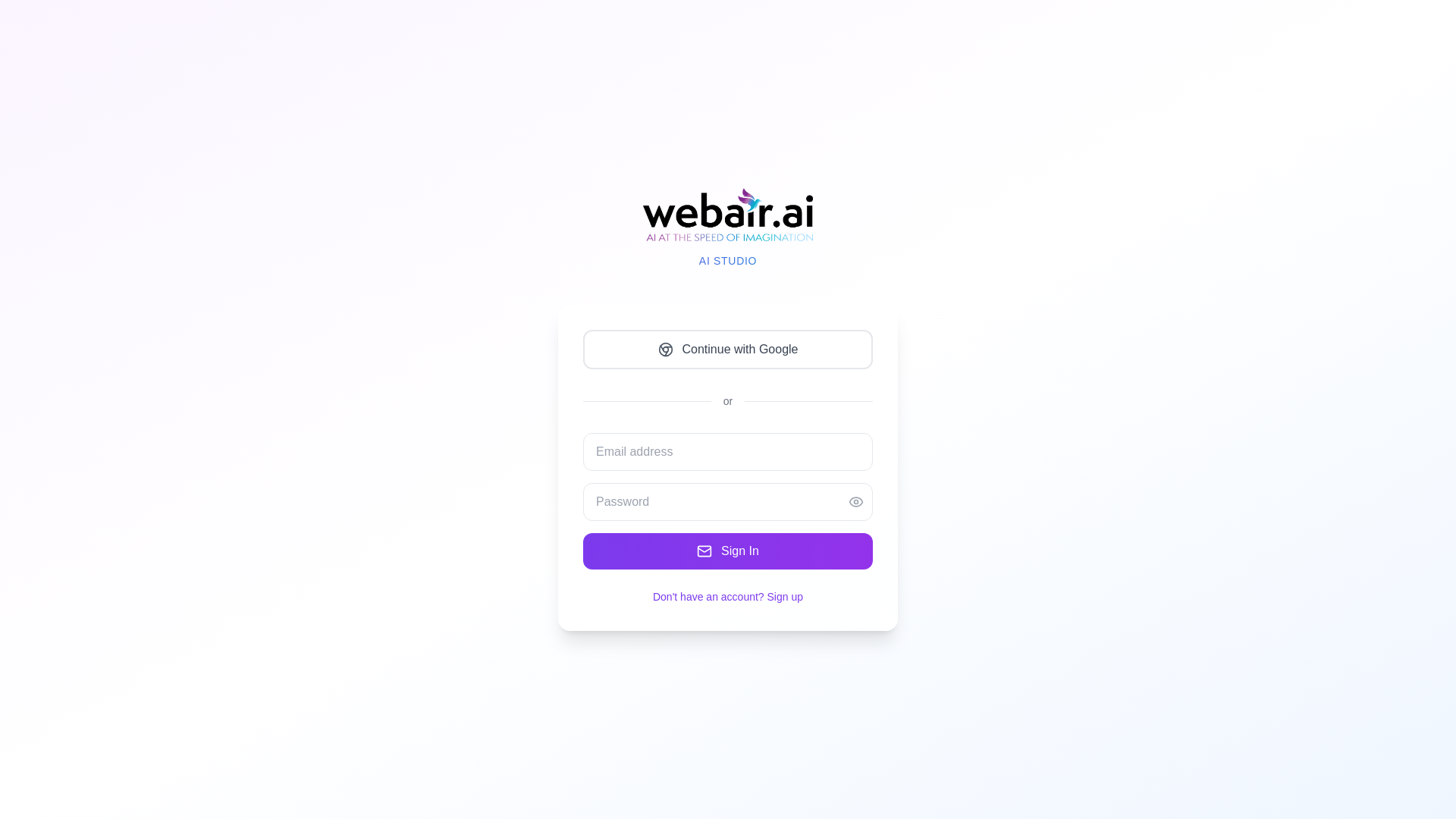 website screenshot of https://webairaistudio.com/