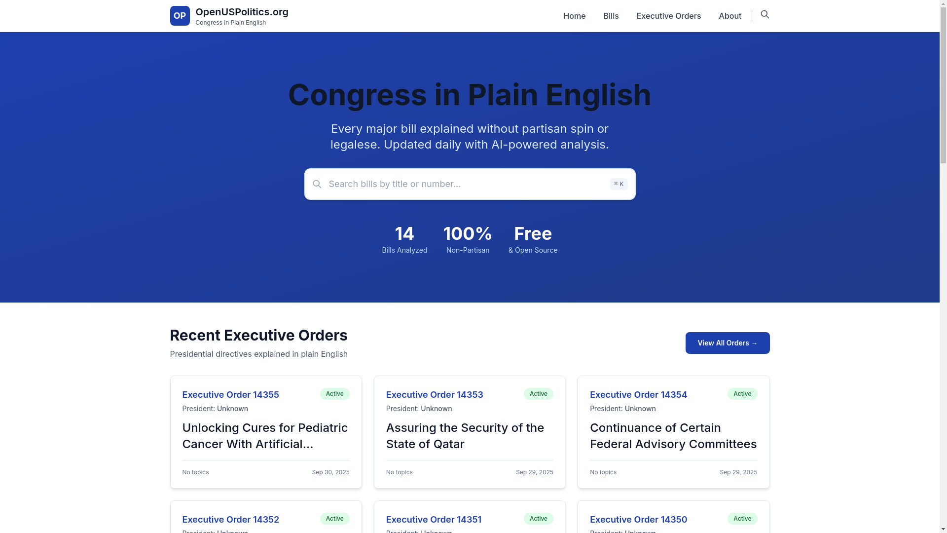 website screenshot of https://openuspolitics.pages.dev/