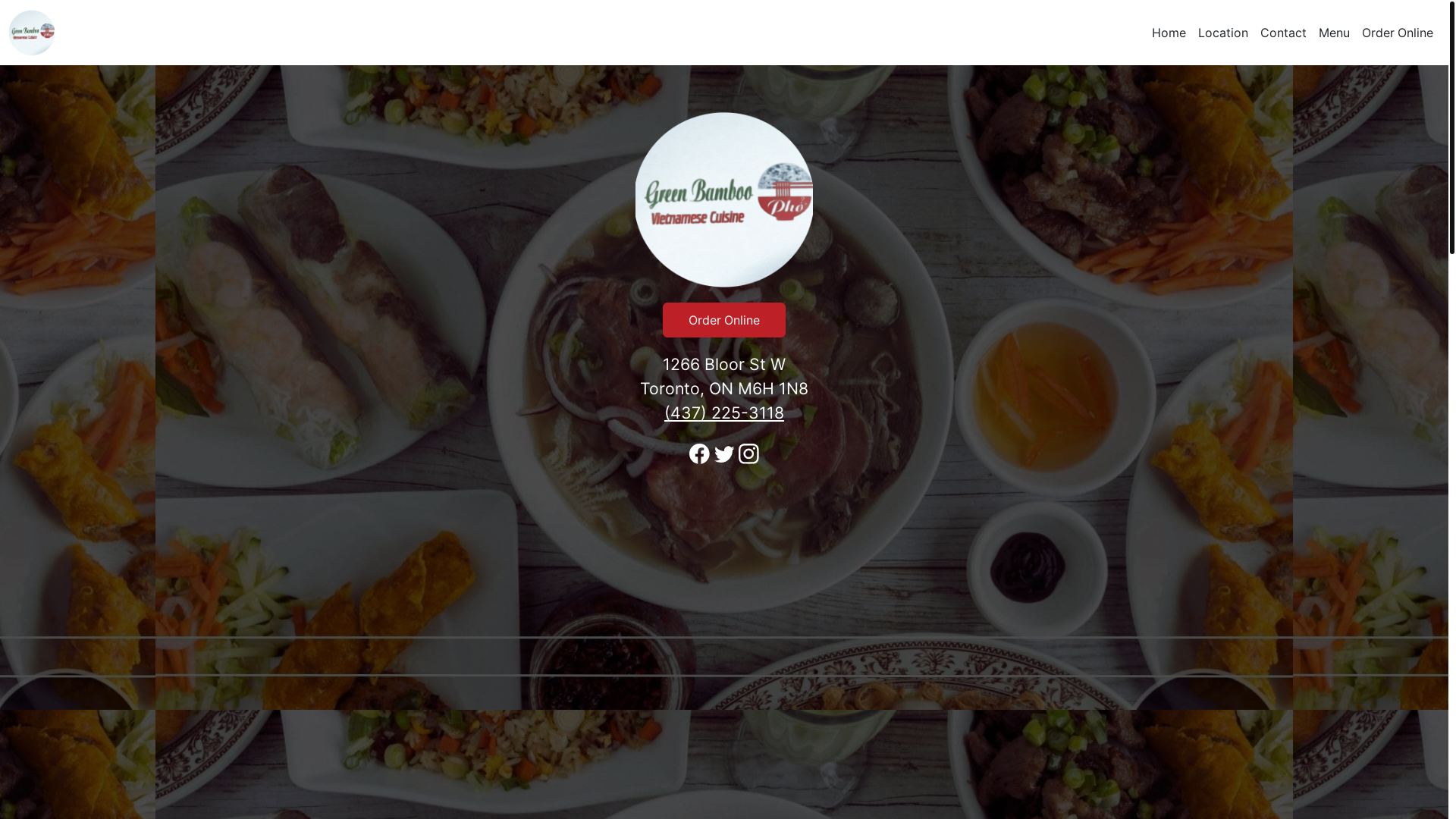 website screenshot of https://greenbamboovietnamesecuisineon.com/