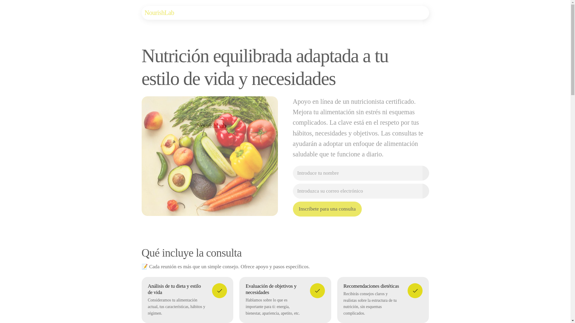 website screenshot of https://nourishlabb.info/
