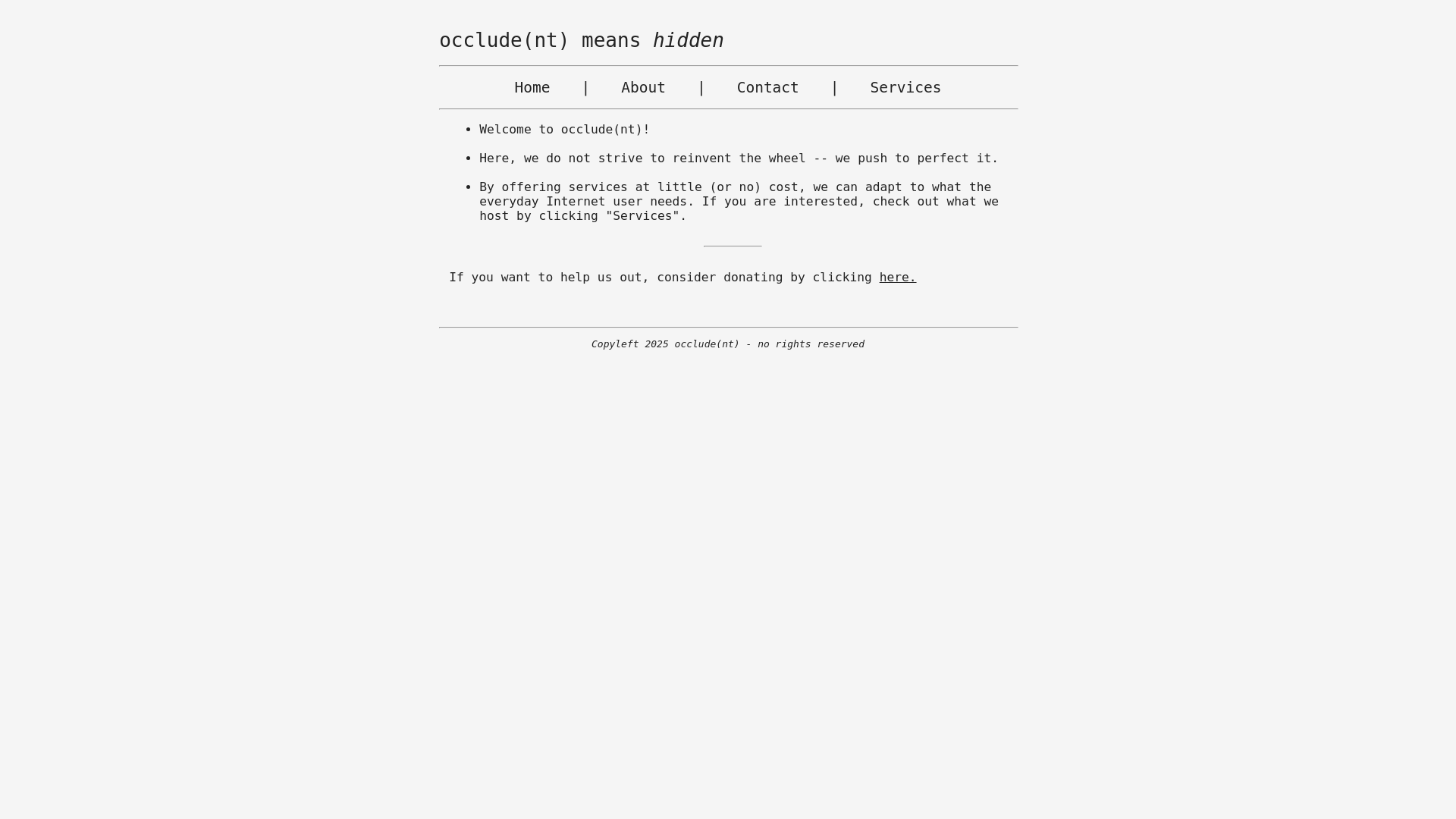 website screenshot of https://occludent.net/