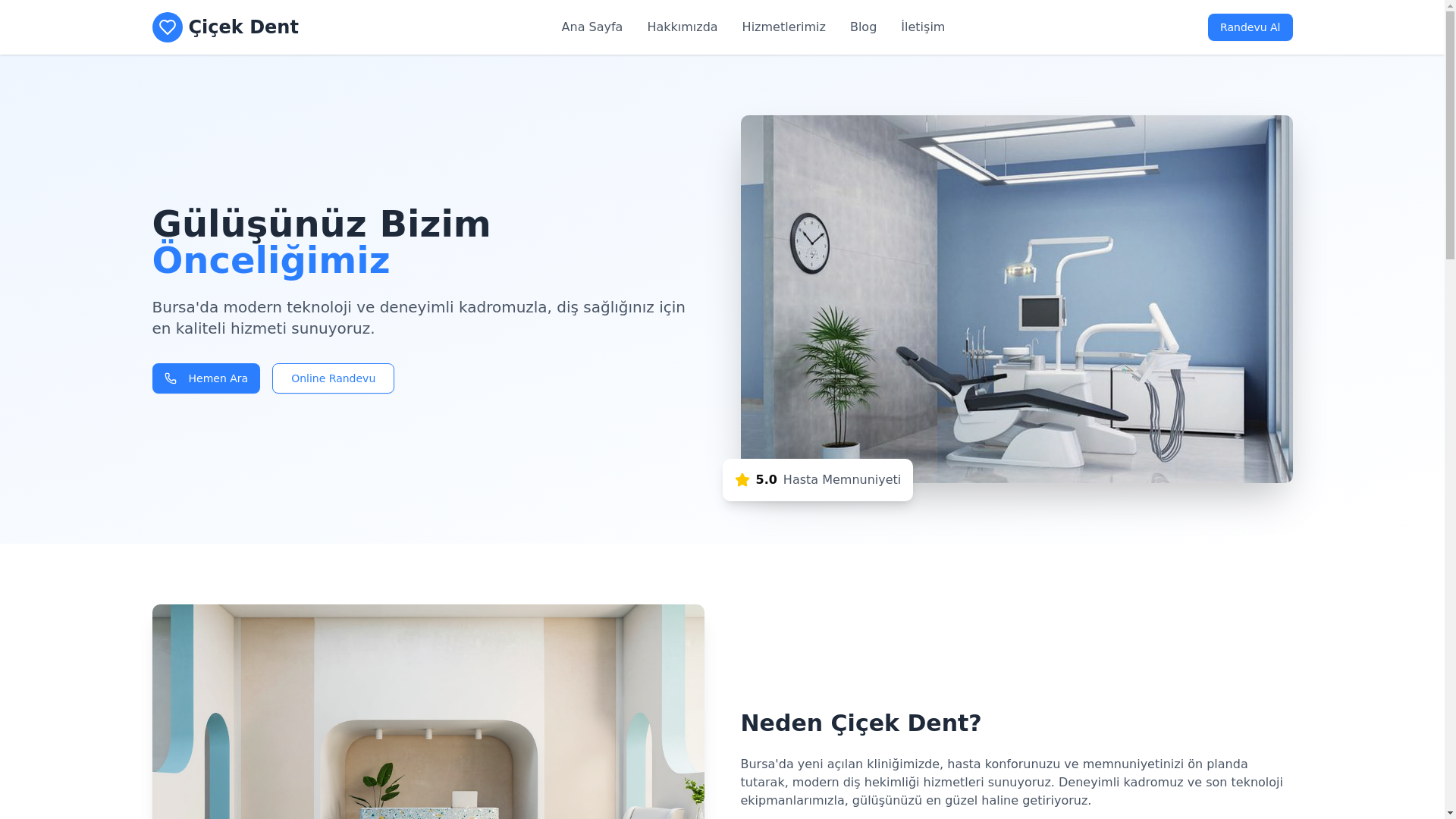 website screenshot of https://cicekdent.pages.dev/