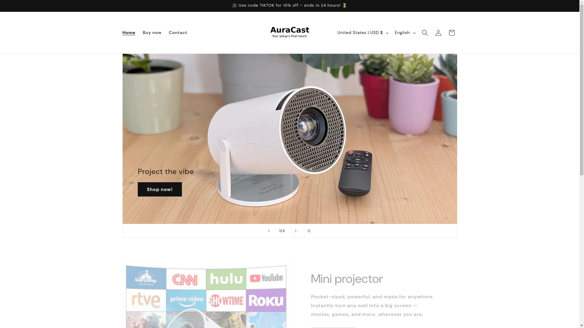 website screenshot of https://auracaststore.com/