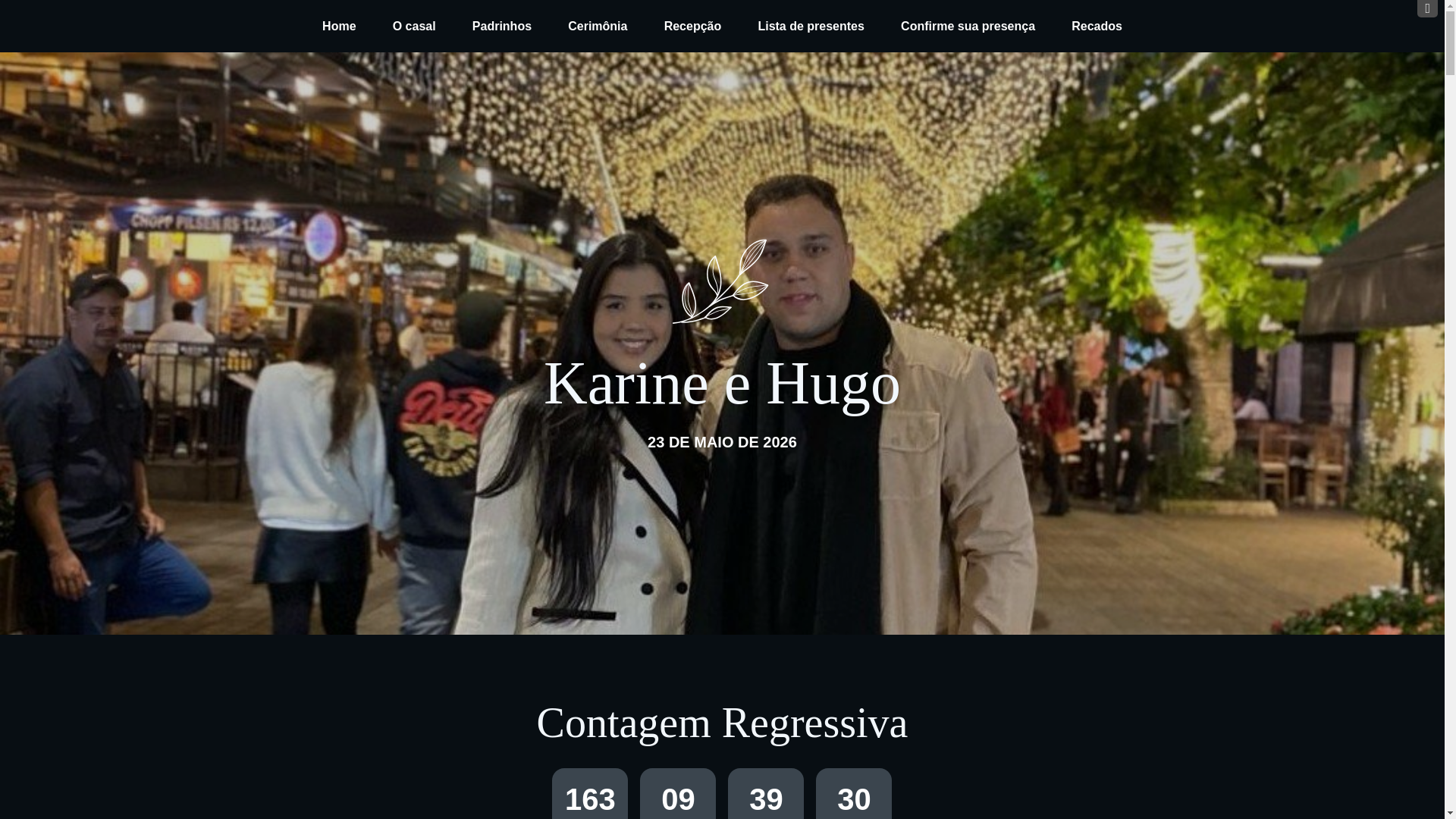 website screenshot of https://karineehugo.com.br/