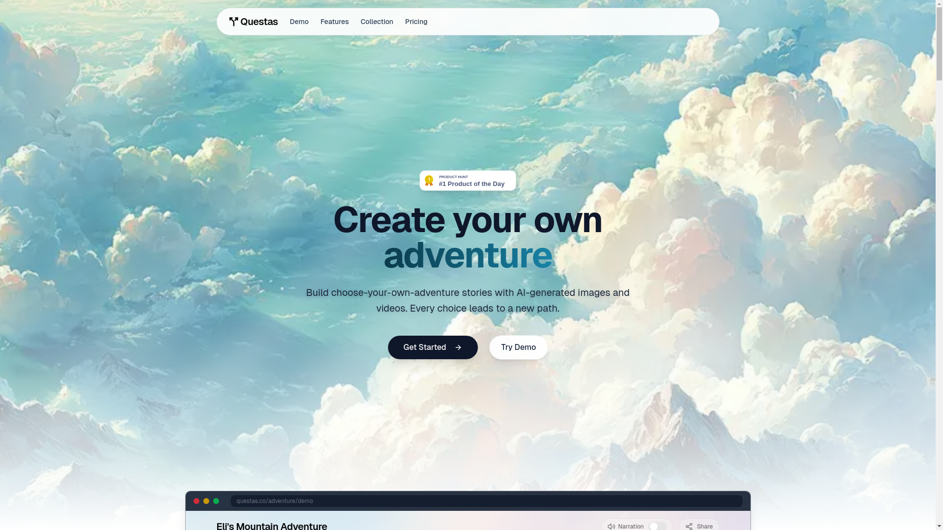 website screenshot of https://www.questas.co