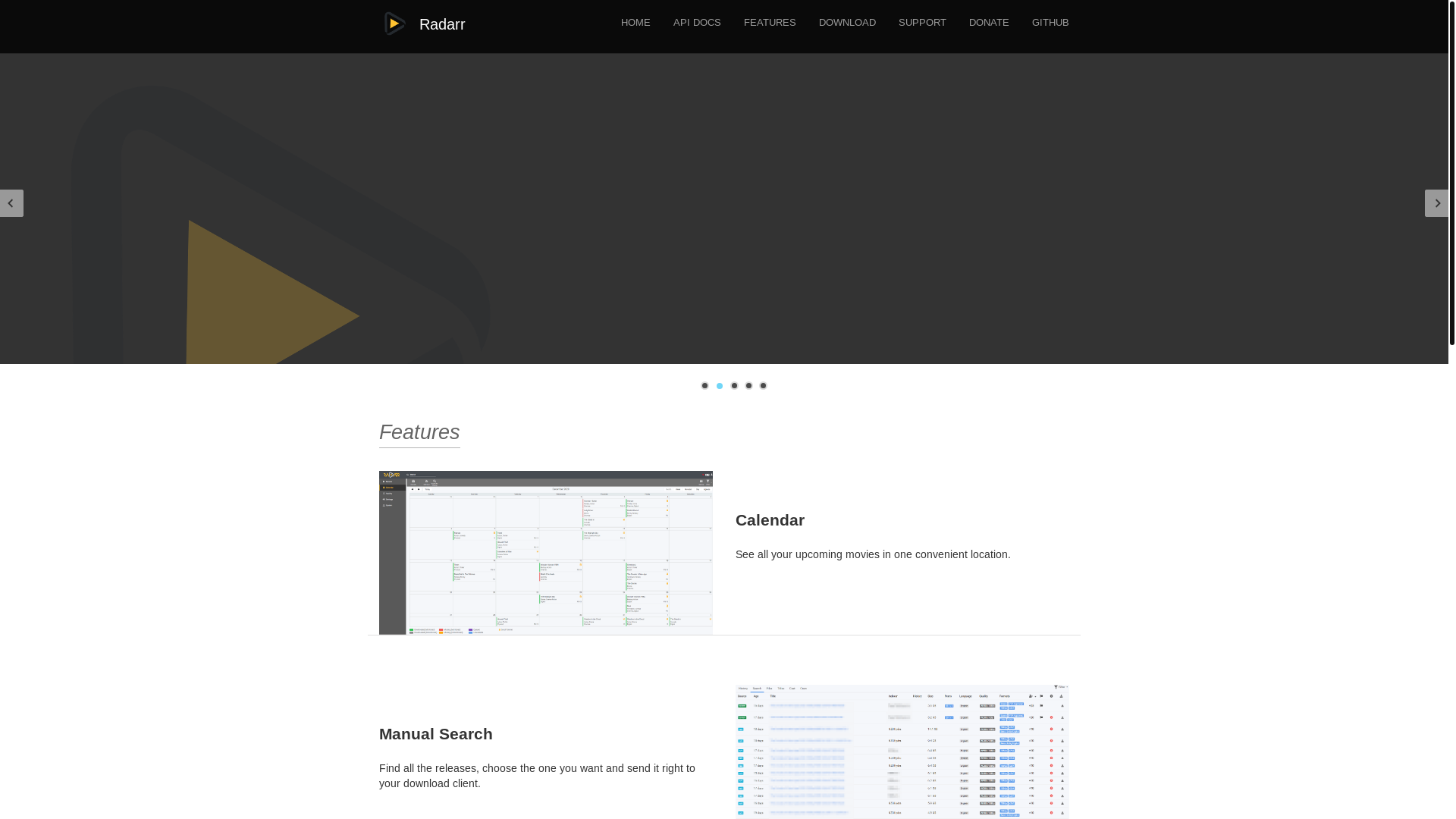 website screenshot of https://radarr.pages.dev/