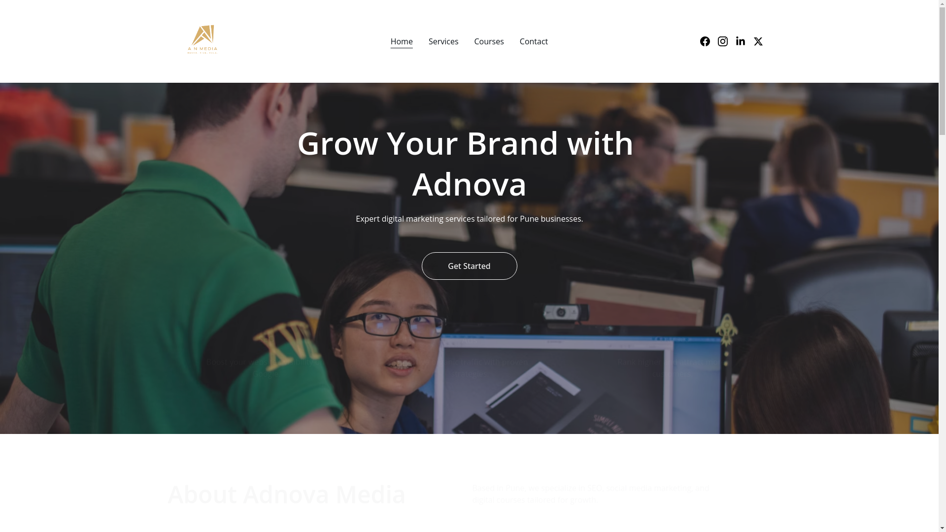 website screenshot of https://adnovamedia.in/