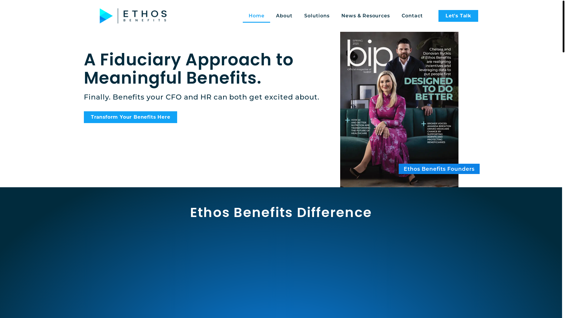 website screenshot of https://ethosbenefitsstrategies.com/