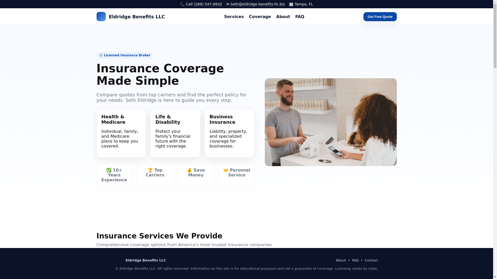 website screenshot of https://eldridge-benefits-llc.biz/