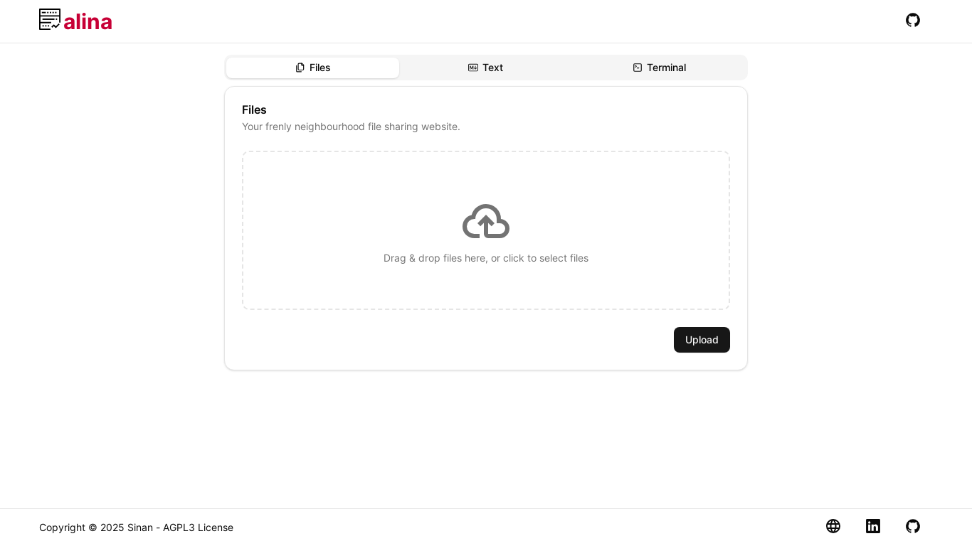 website screenshot of https://alinafs.com/home/