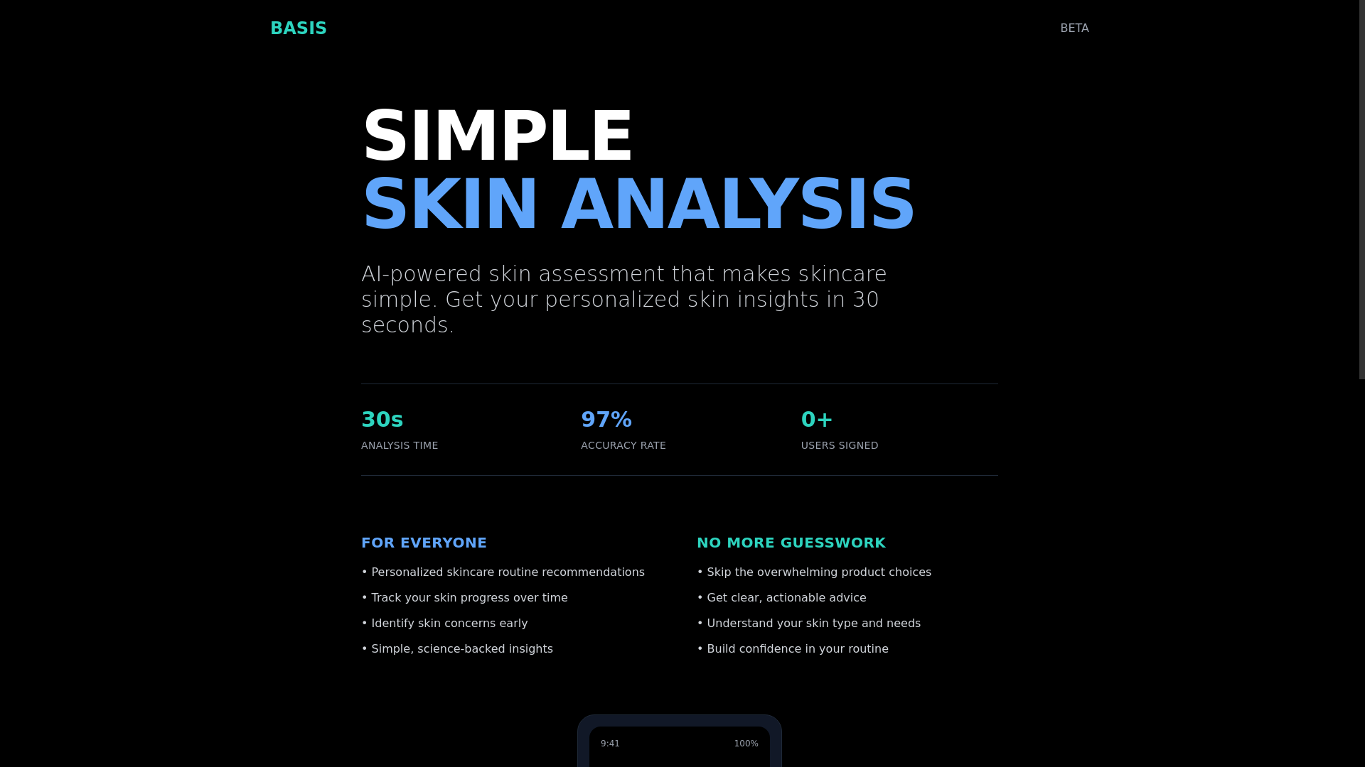 website screenshot of https://basisskincare.com/