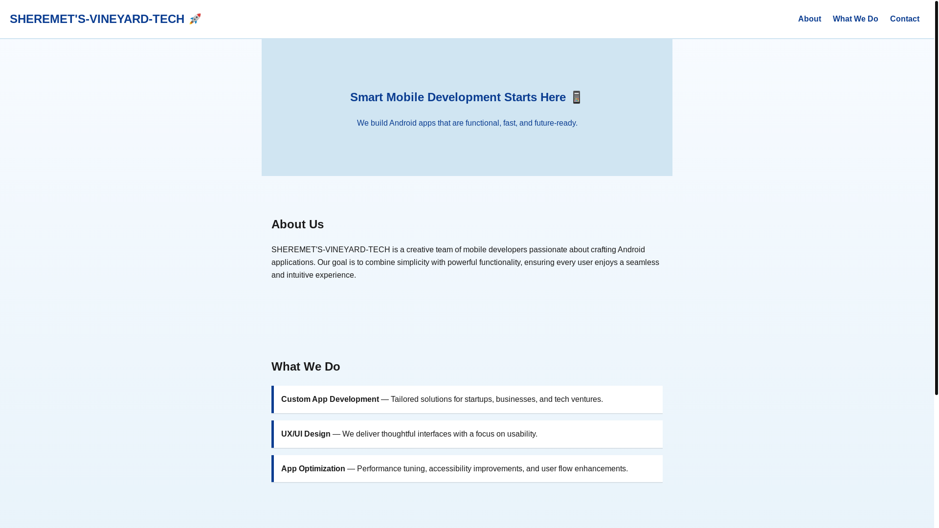 website screenshot of https://sheremets-vineyard-tech.uno/