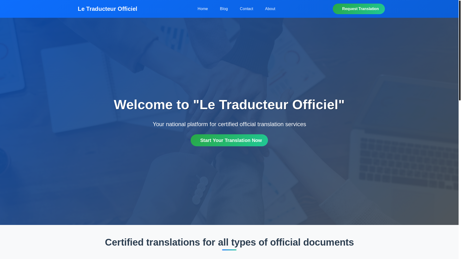 website screenshot of https://traducteurofficieldz.com/
