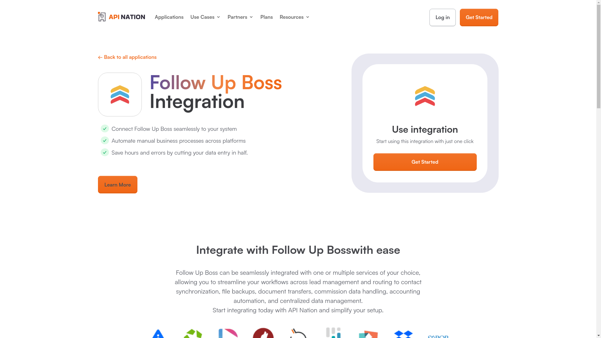 website screenshot of https://apination.com/application/follow-up-boss/