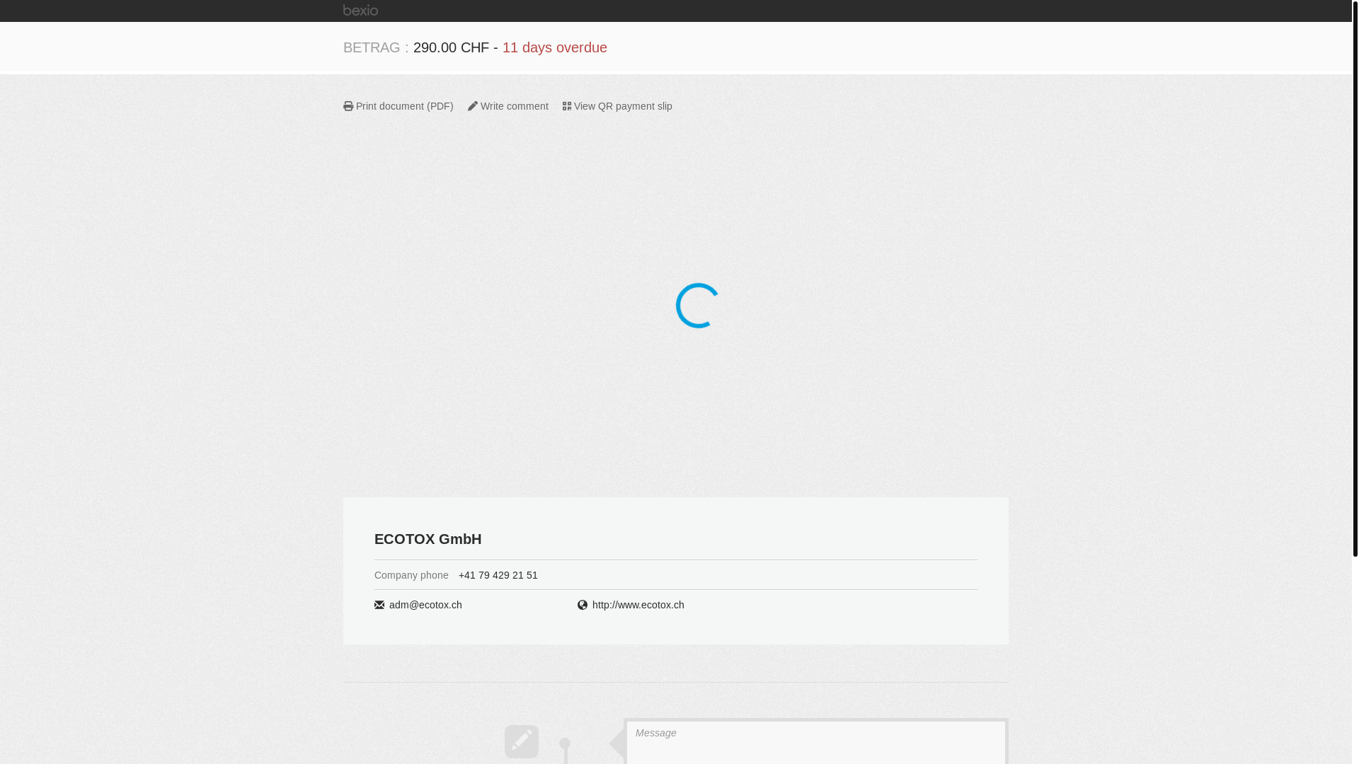 website screenshot of https://network.bexio.com/invoice/d70dc65df13fcc0936f4af16a0370d7c234872b1276fbcedcda16a5fbf32160e