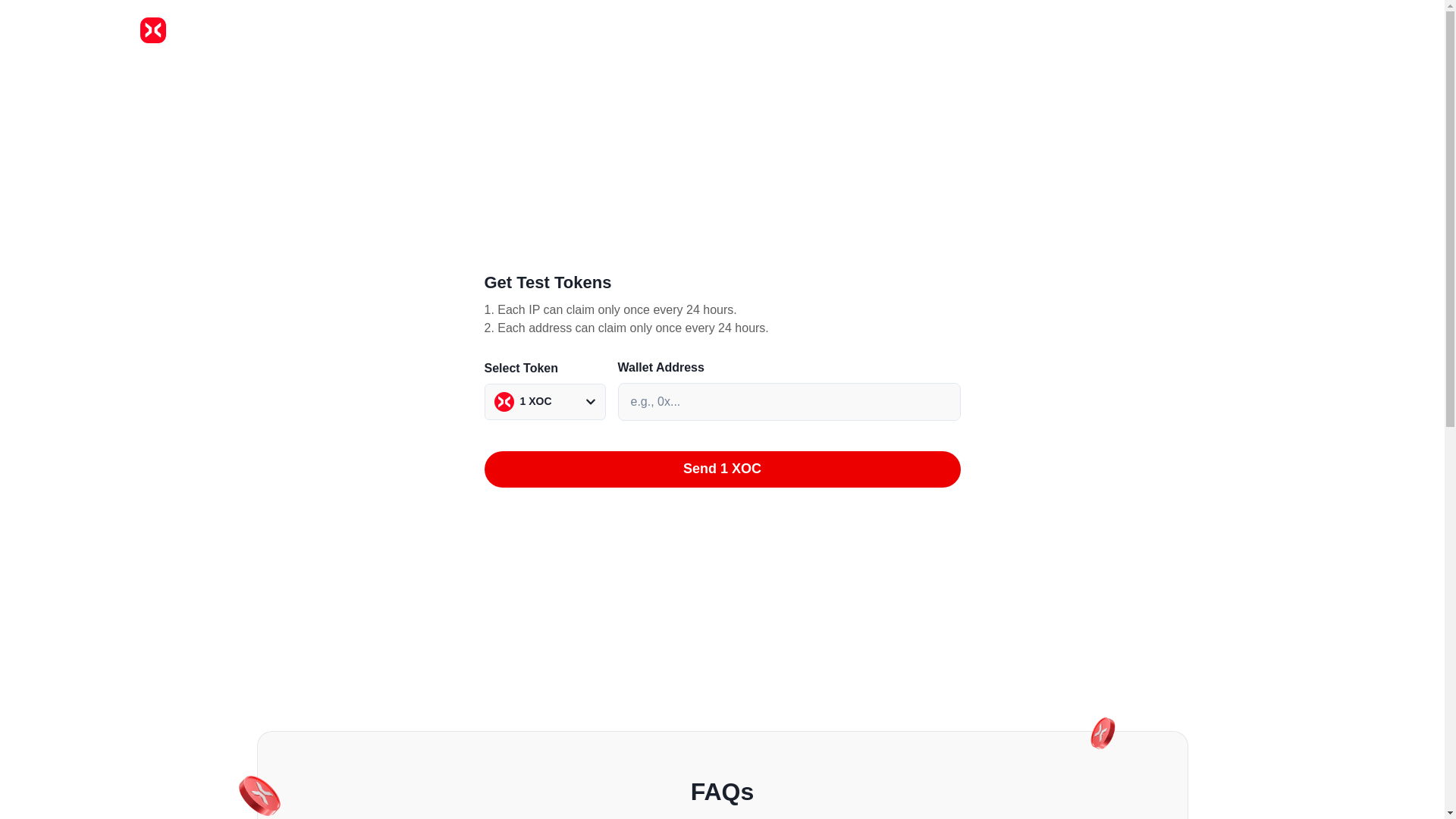 website screenshot of https://xone-faucet.pages.dev/