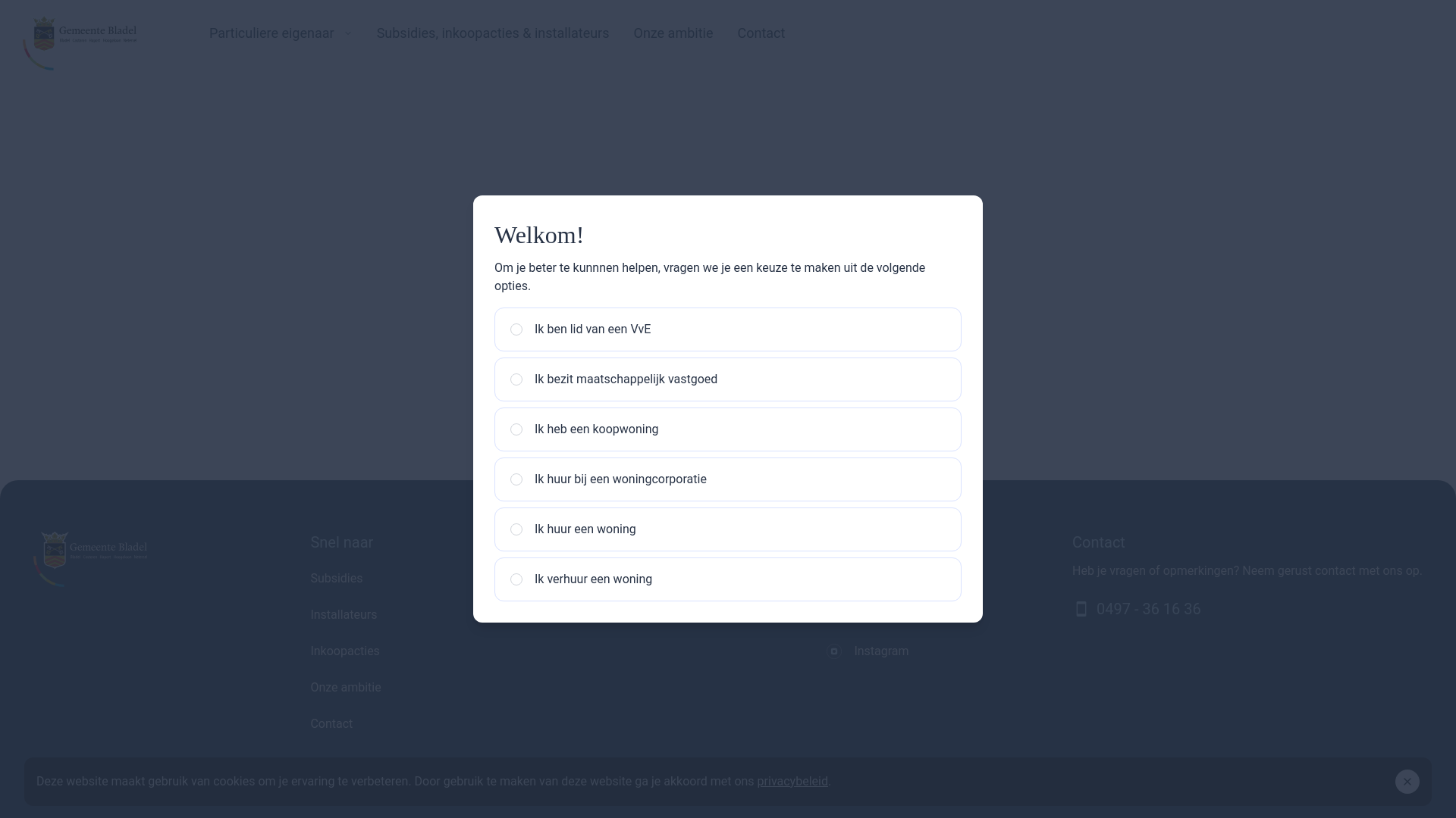 website screenshot of https://duurzaam-bladel-frontend.pages.dev/
