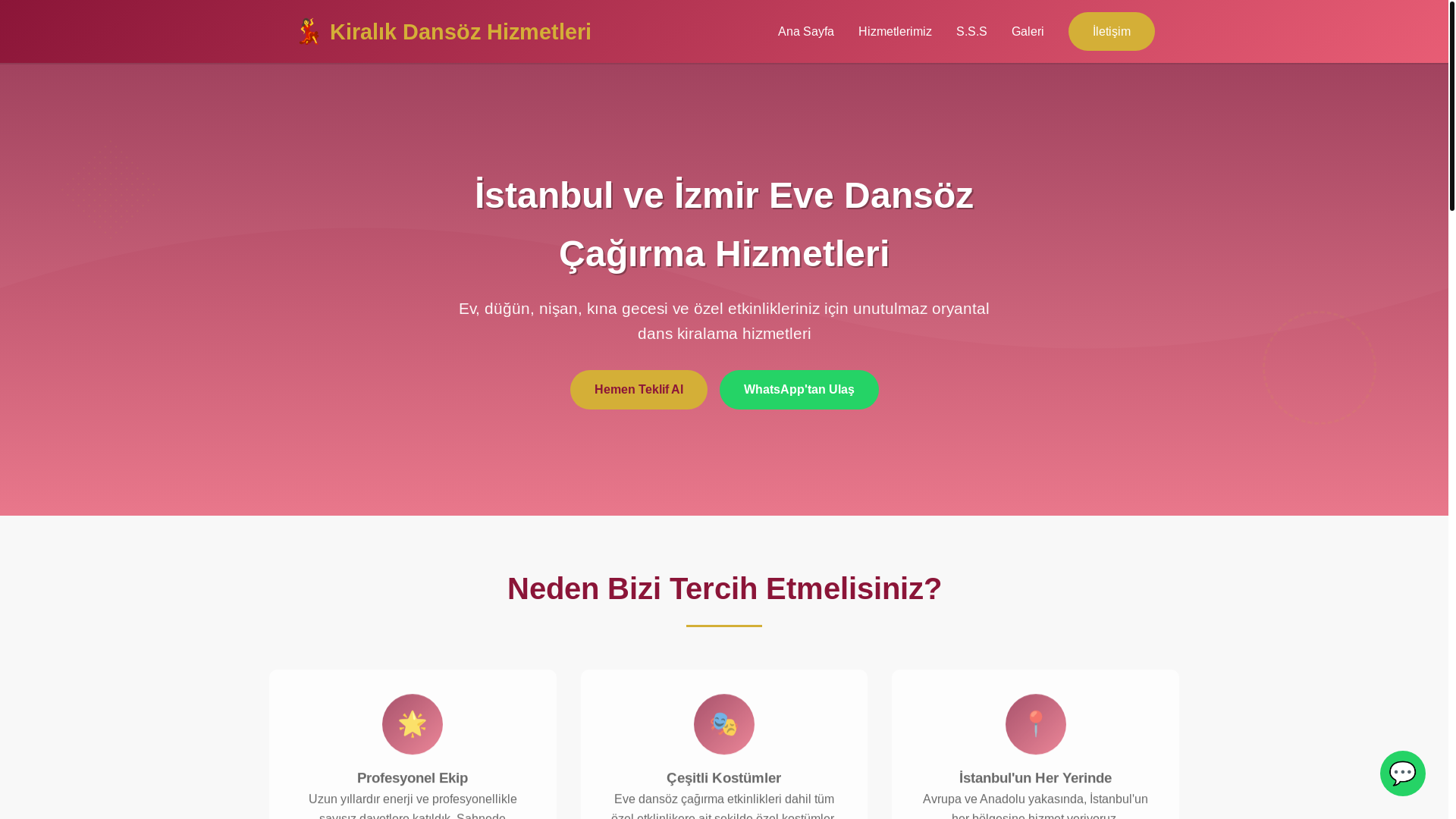 website screenshot of https://kiralikdansoz.com.tr/