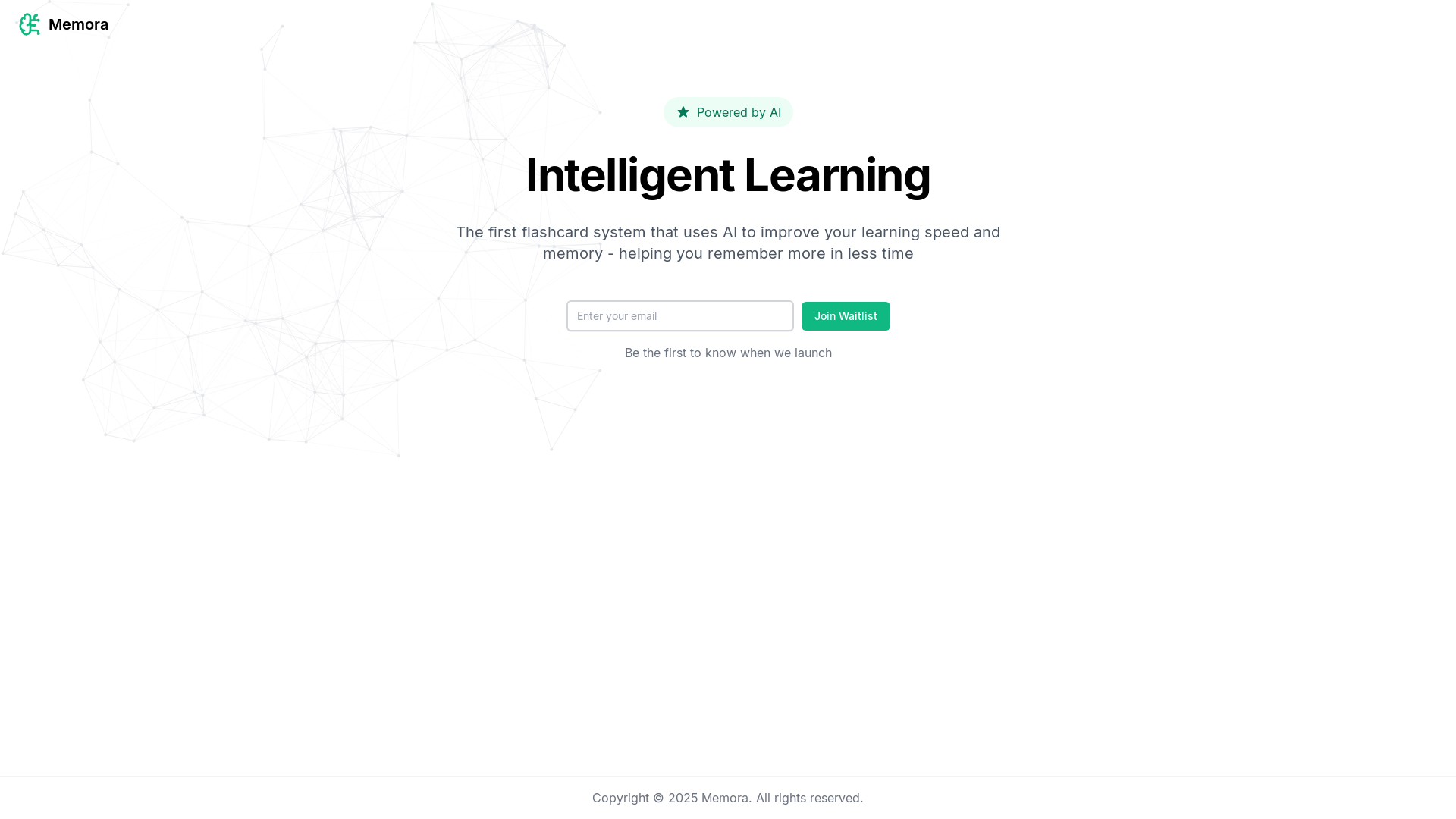website screenshot of https://getmemora.ai/