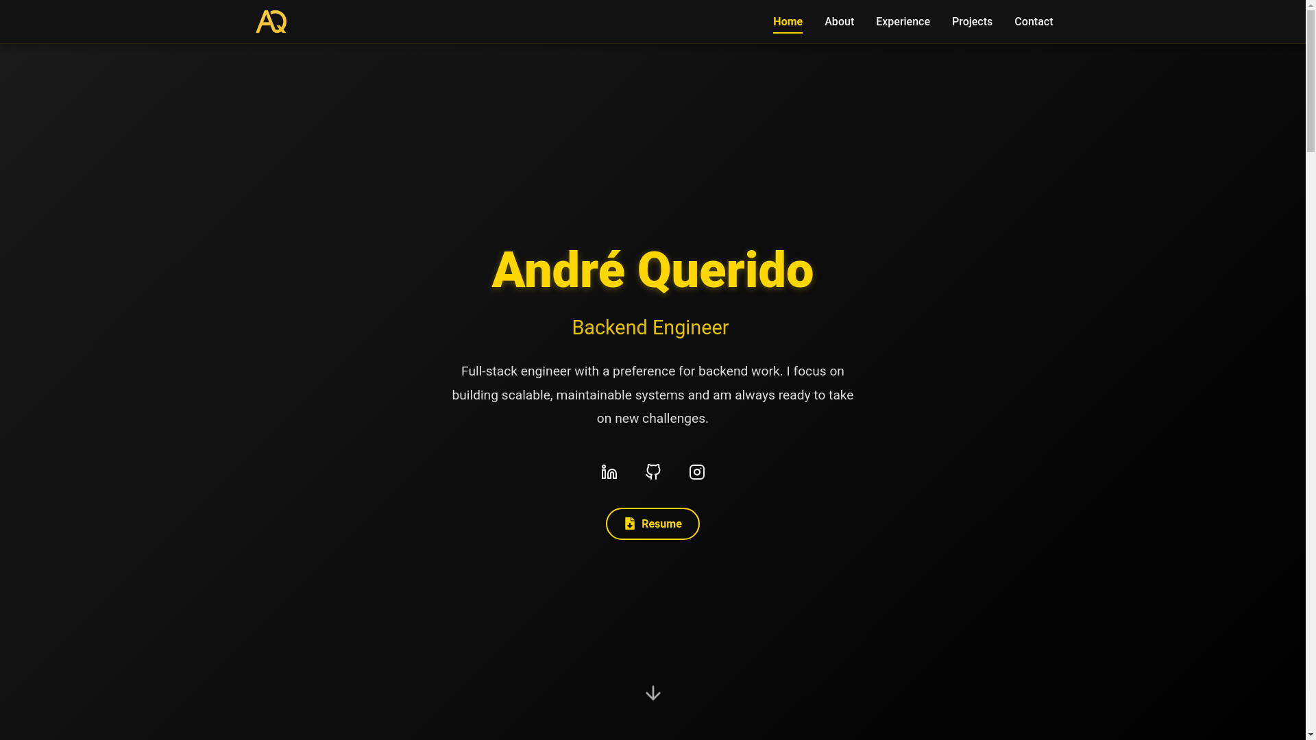 website screenshot of https://andrequerido.dev/