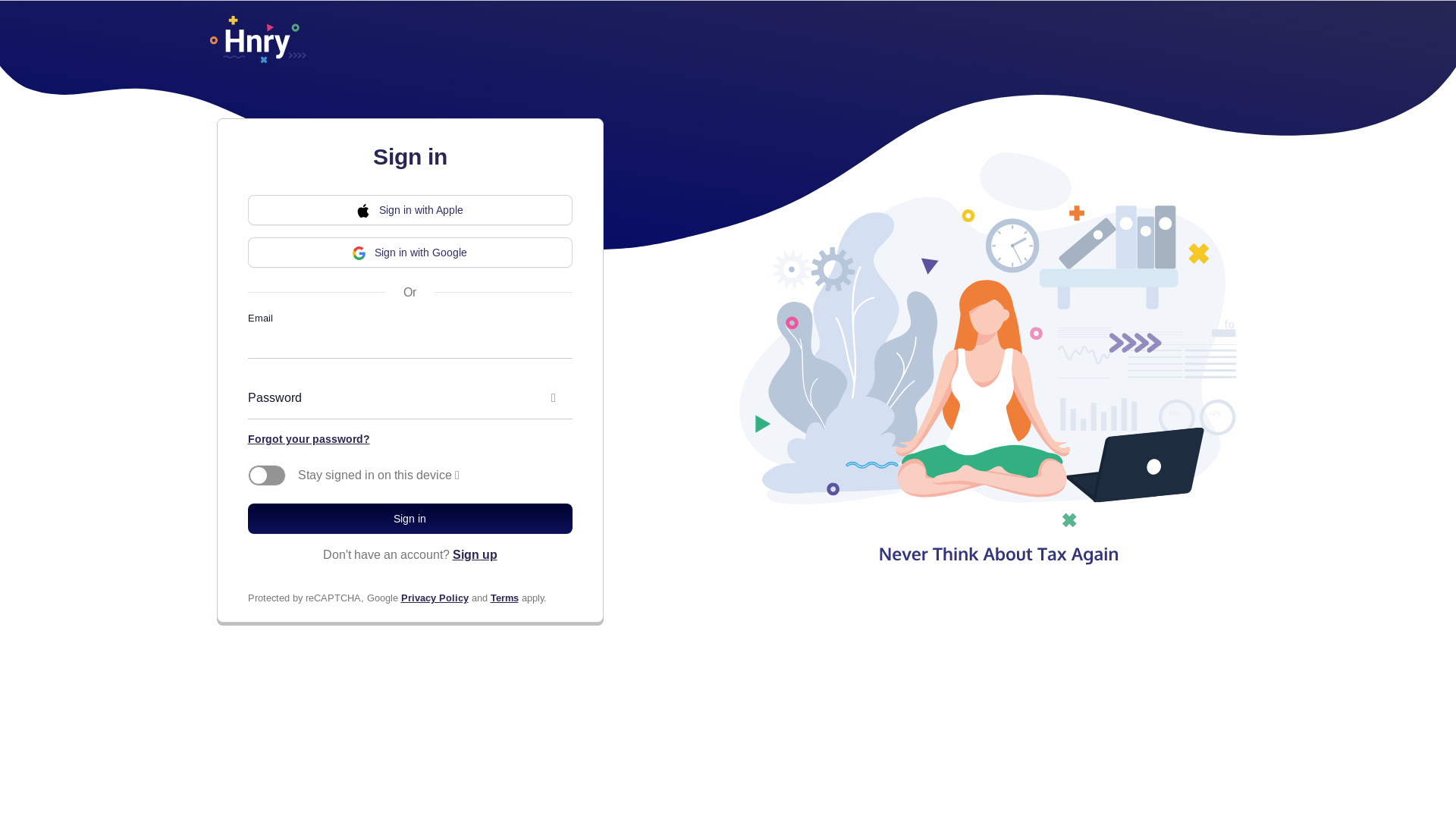website screenshot of https://app.hnry.io/