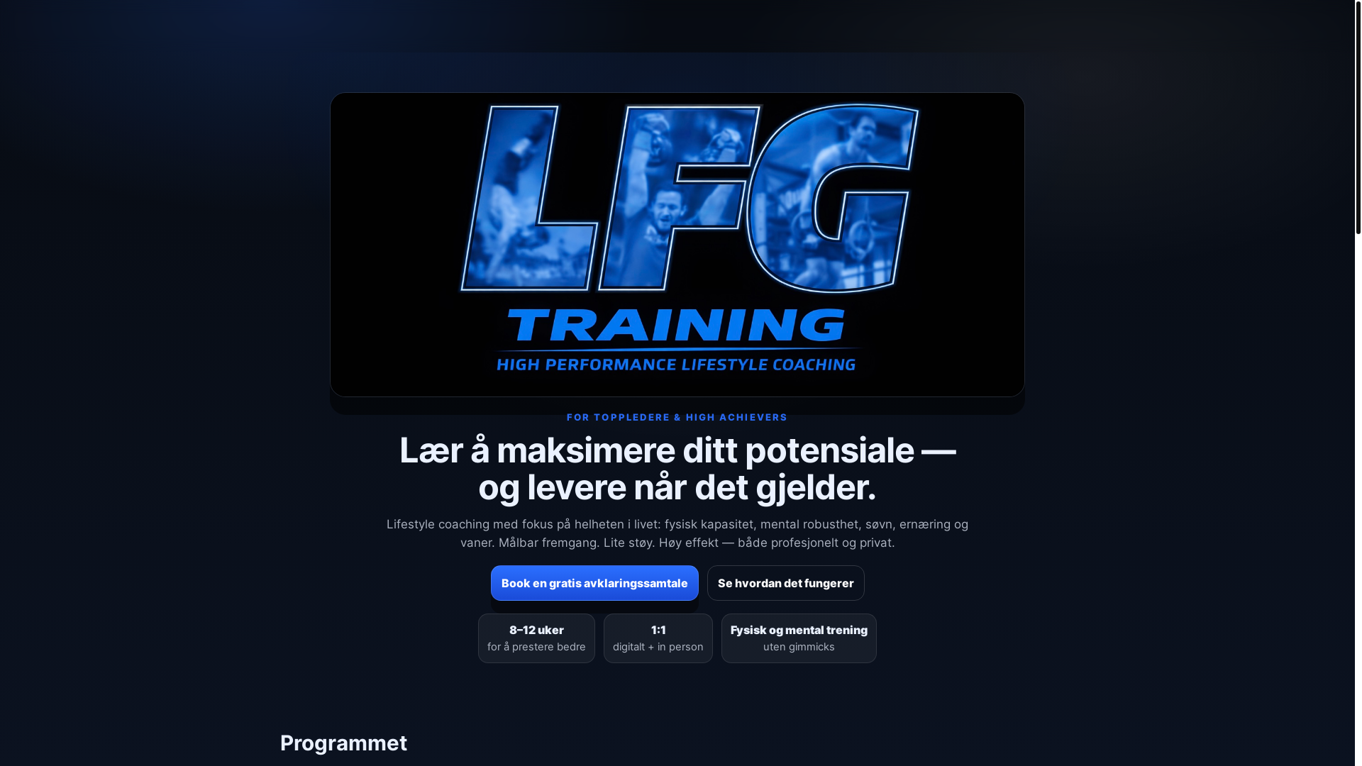 website screenshot of https://lfgtraining.com/