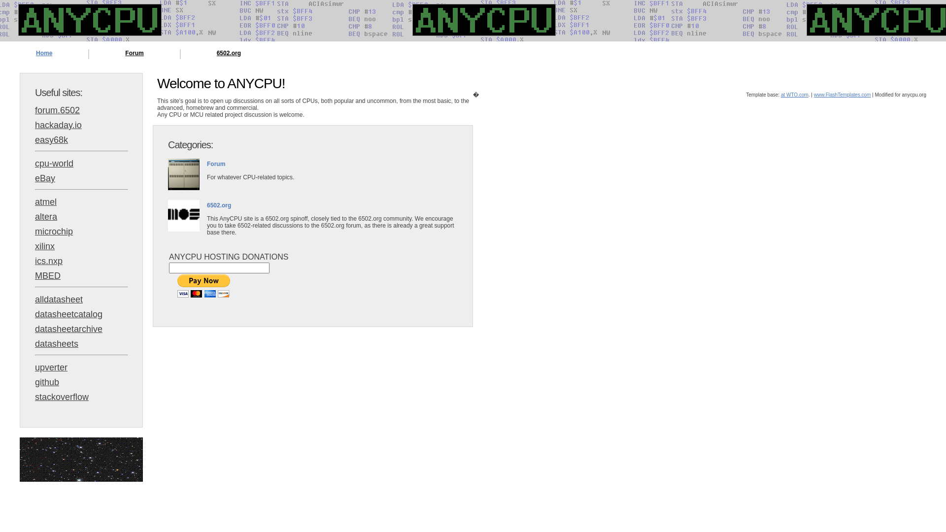 website screenshot of https://anycpu.org/