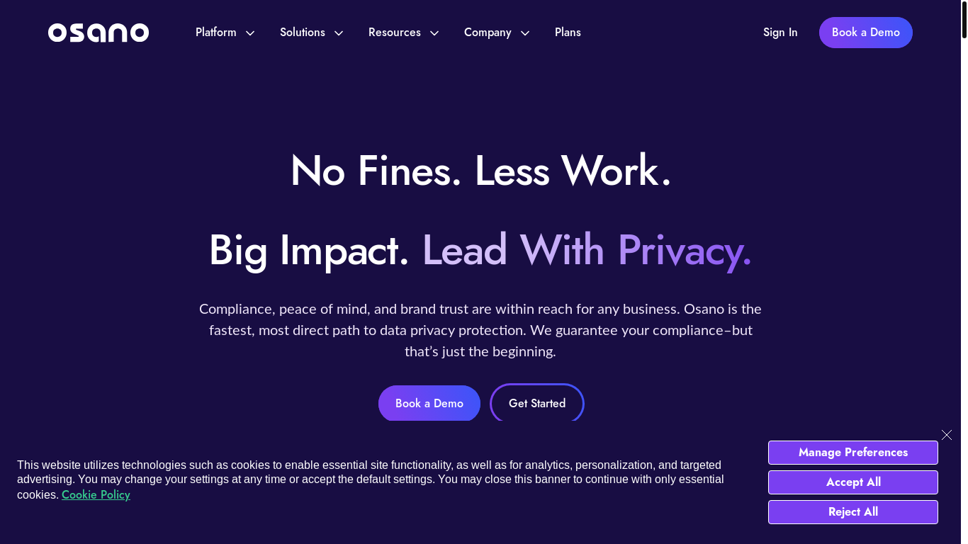 website screenshot of https://osano.com