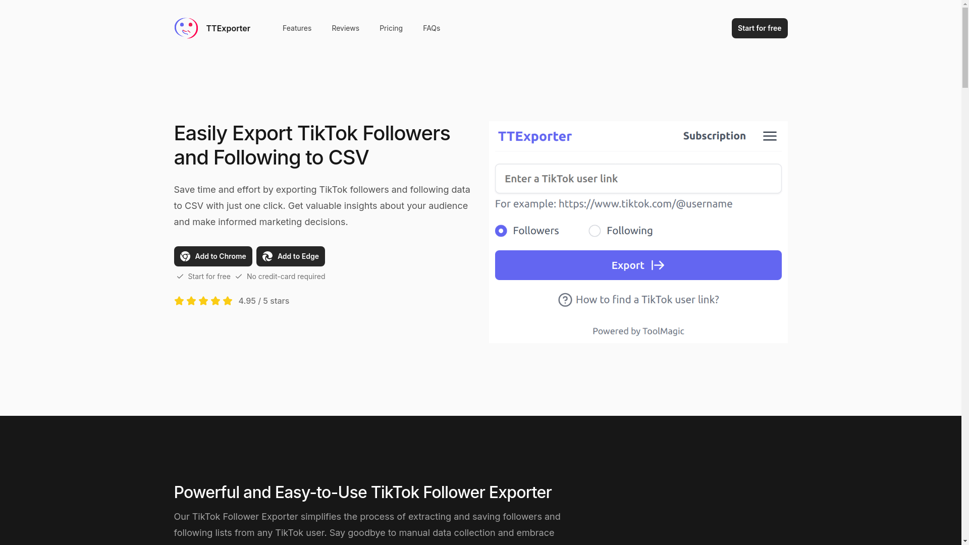 website screenshot of https://ttexporter.pages.dev/