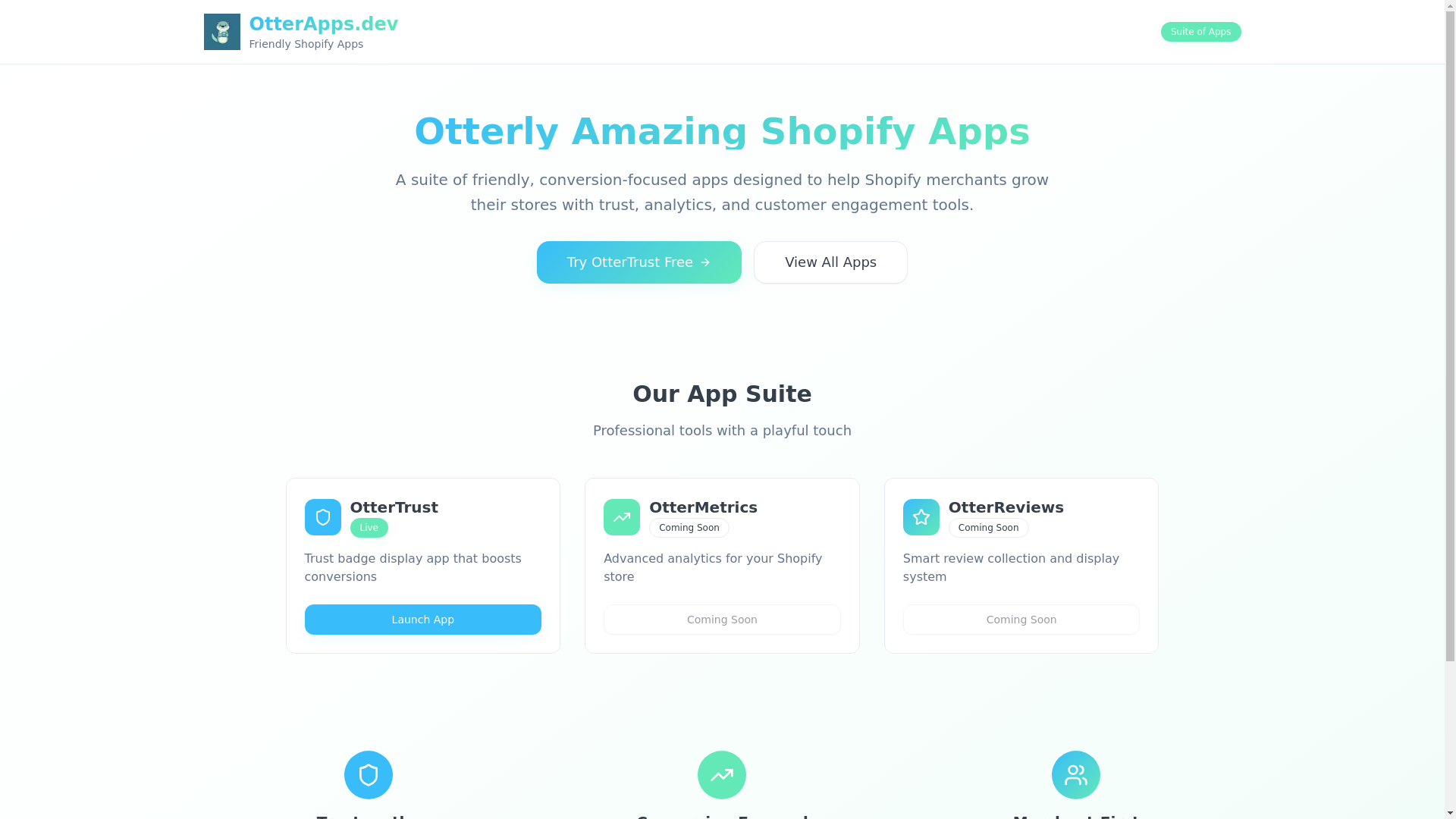 website screenshot of https://otterapps.dev/