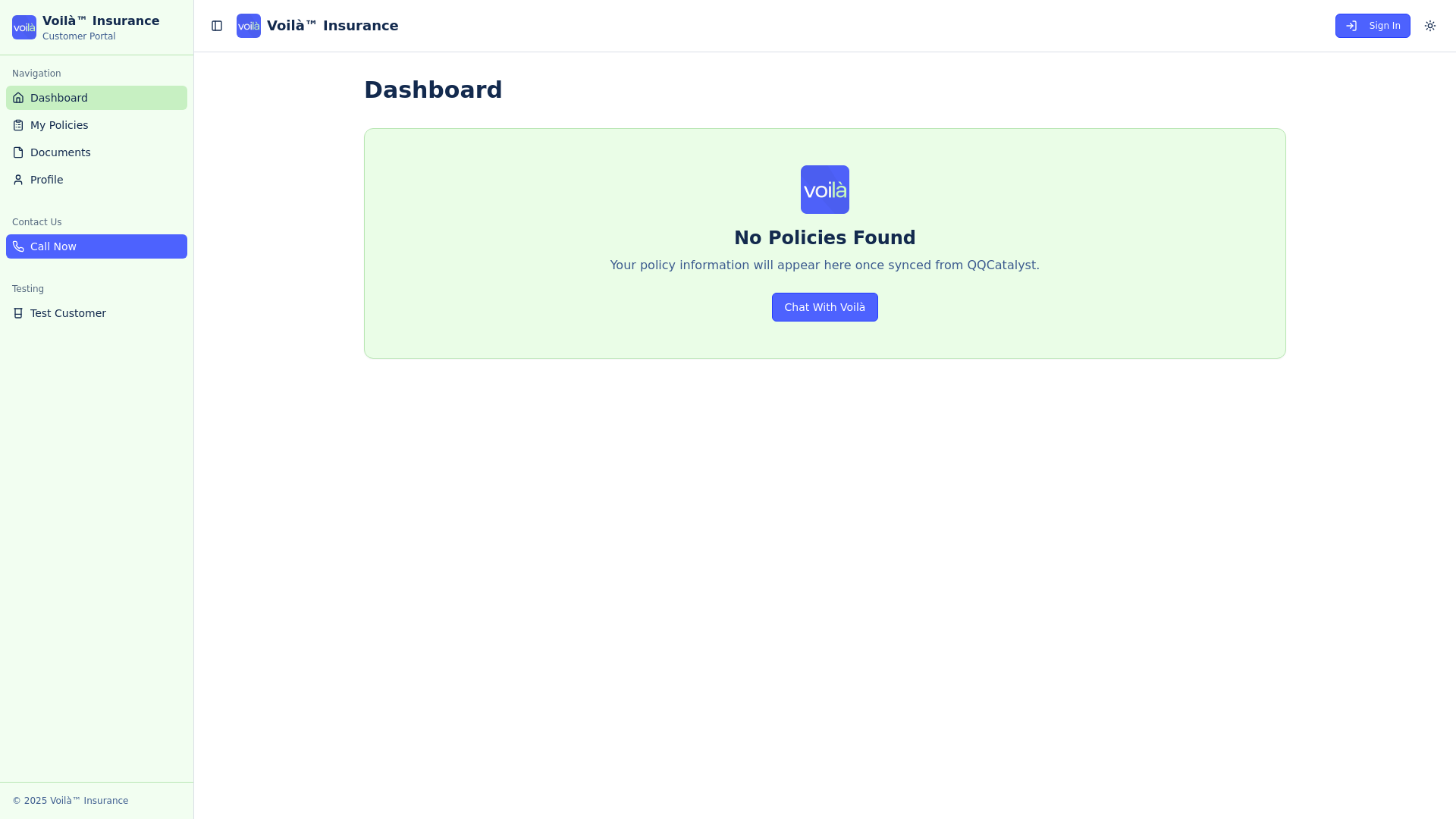 website screenshot of https://voilaclientapp.com/