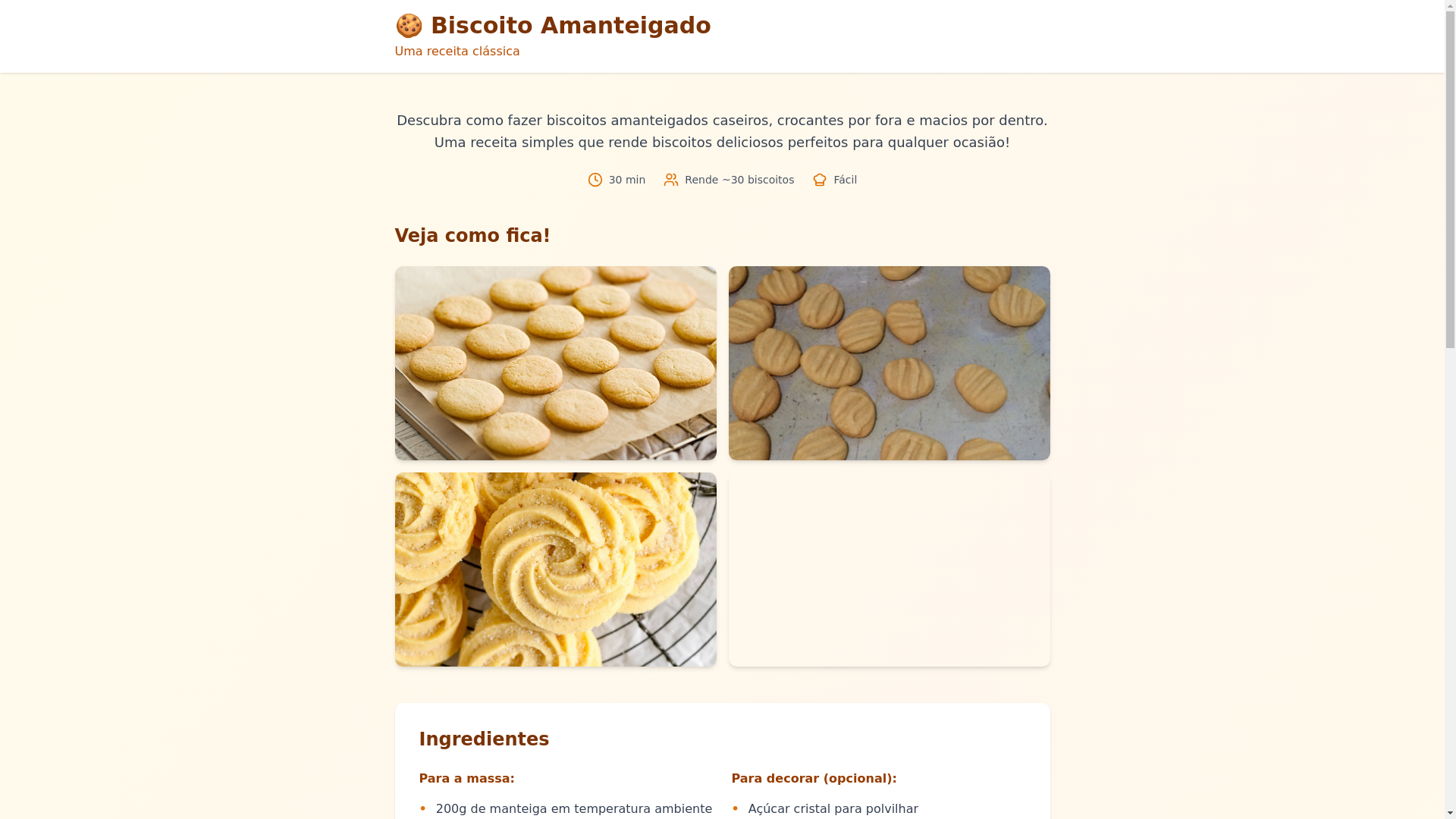 website screenshot of https://receitahojebiscoito.online/