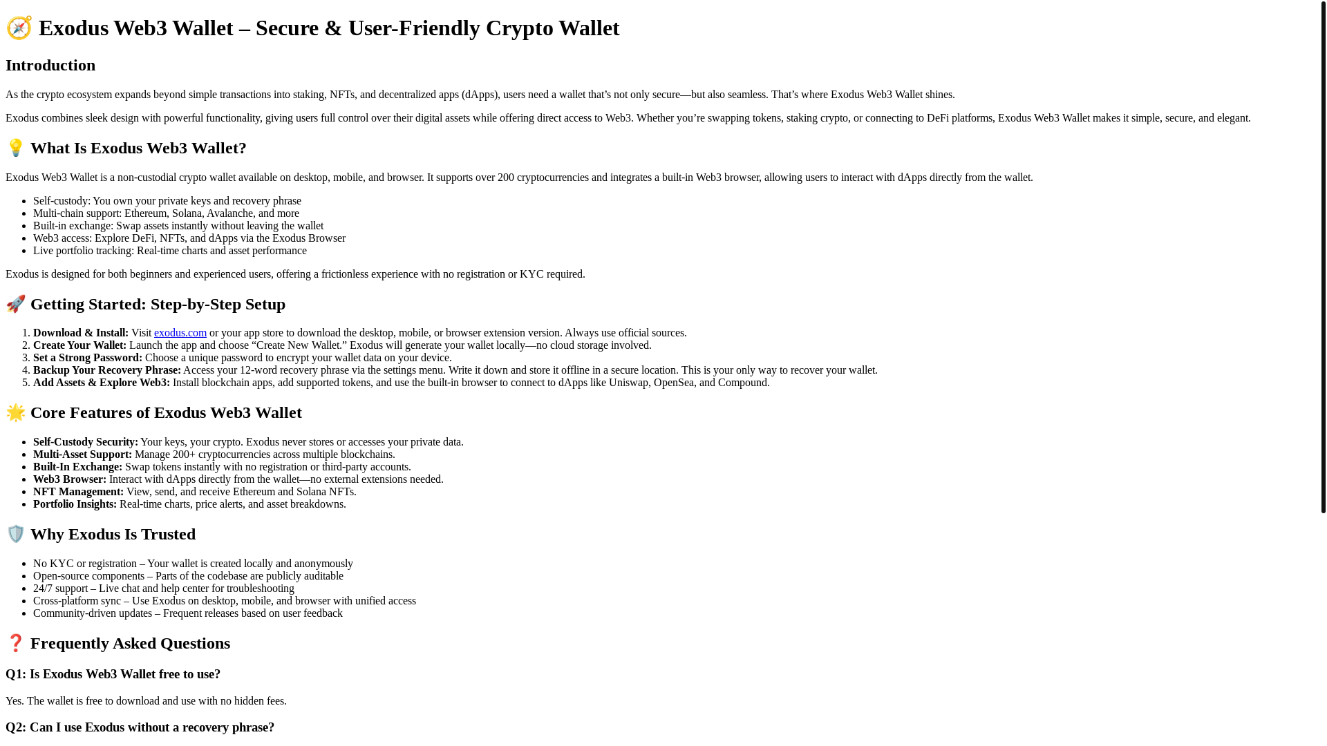 website screenshot of https://web3-exodus-wallet.pages.dev/