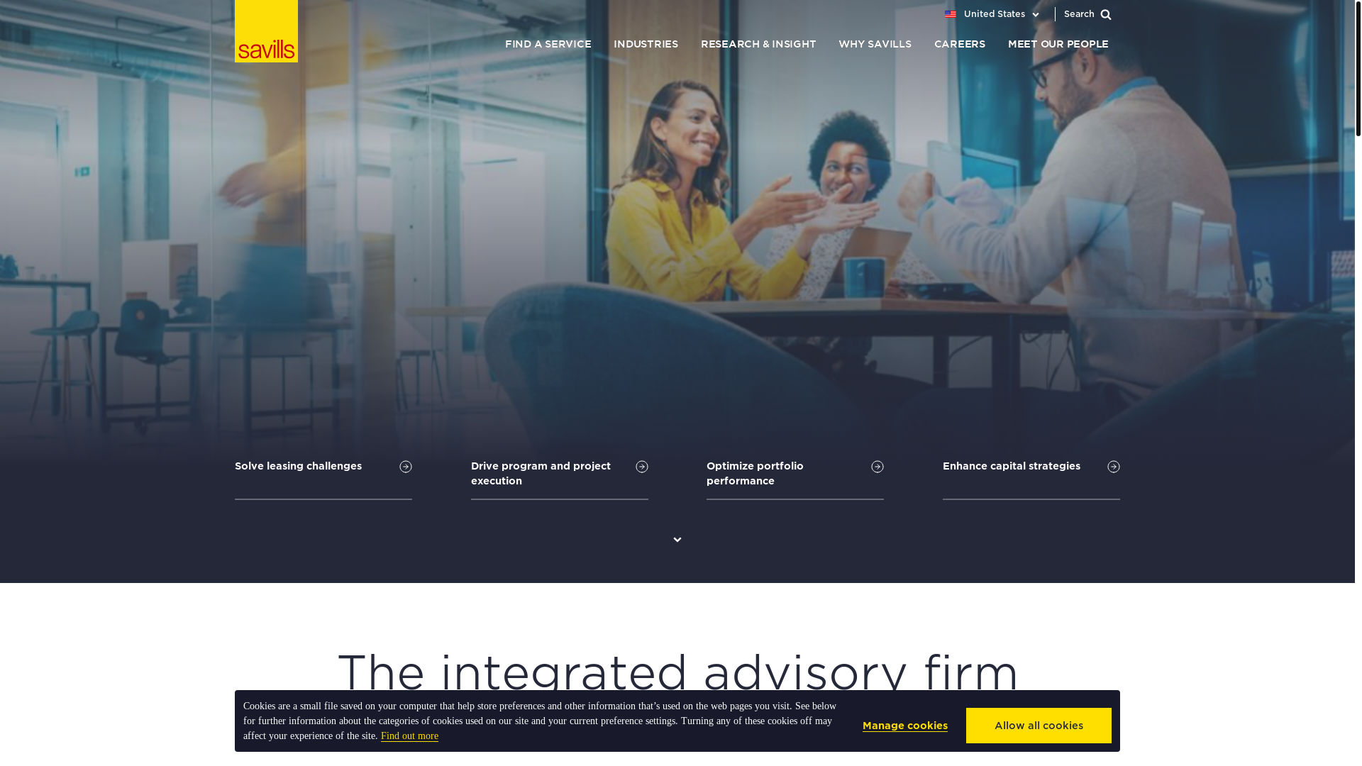 website screenshot of https://www.savills.us/?utm_source=e-signature&utm_medium=email&utm_campaign=logo