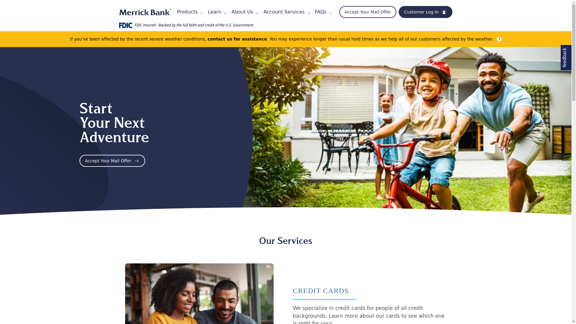 website screenshot of https://merrickbank.com/