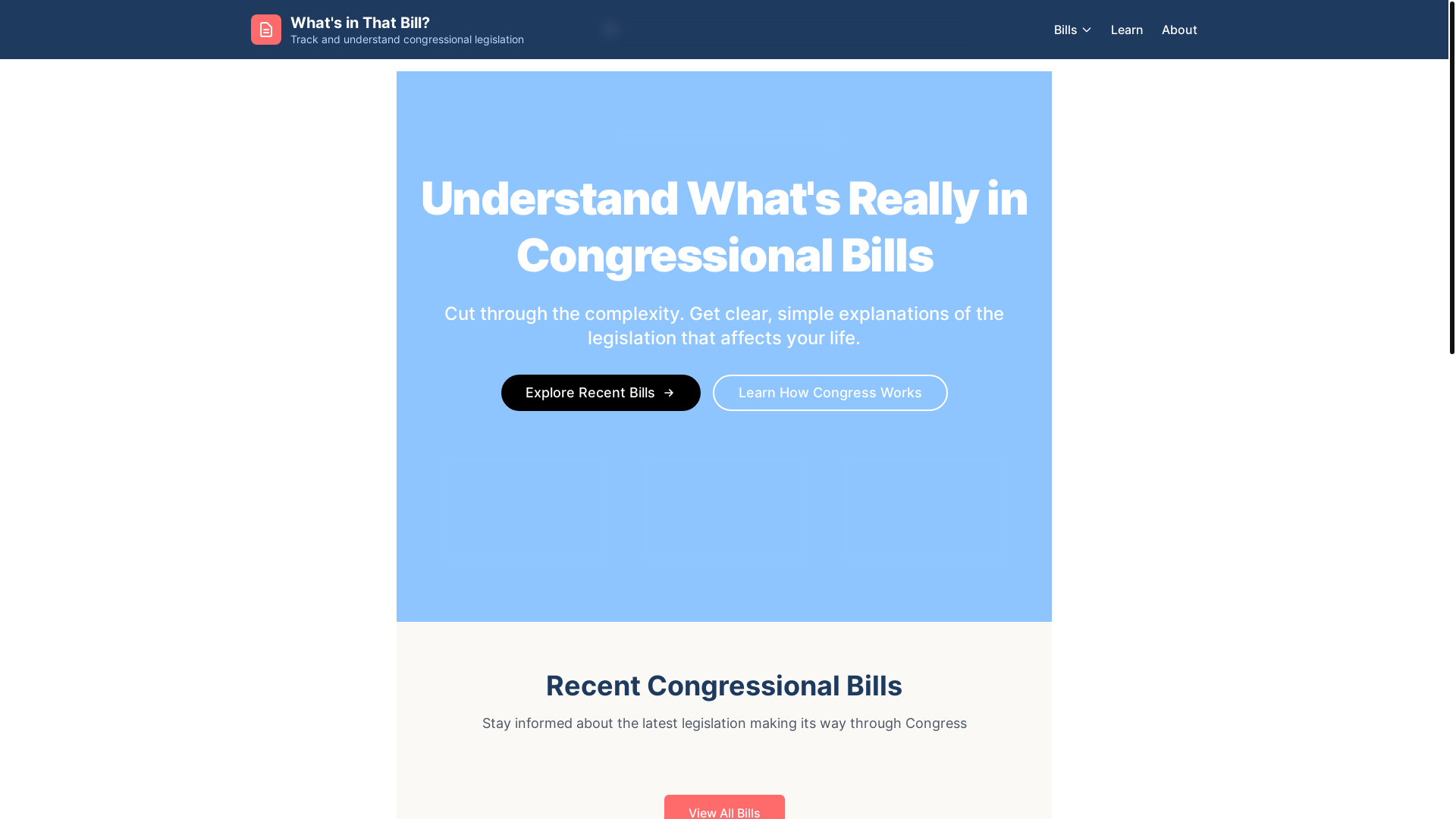 website screenshot of https://whatsinthatbill.org/