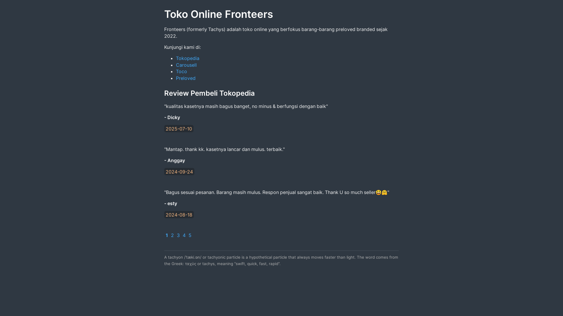 website screenshot of https://tokotachys.pages.dev/