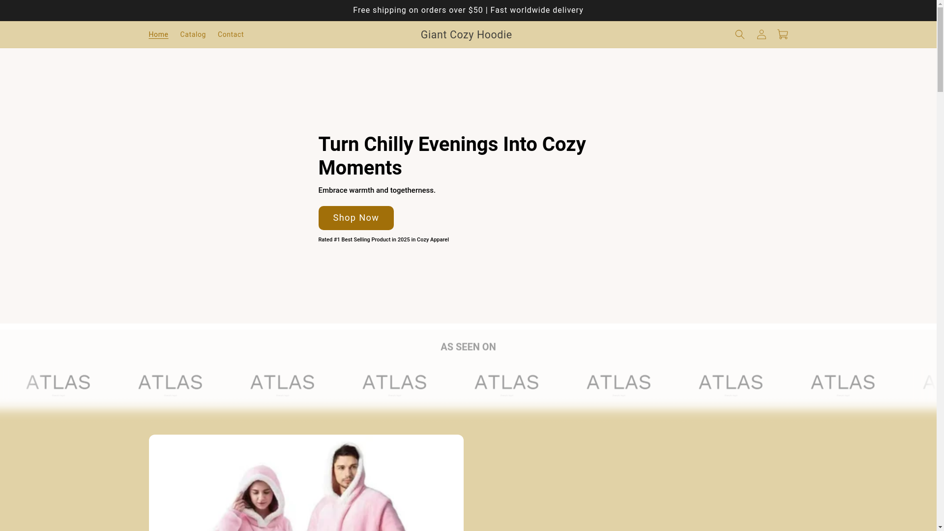 website screenshot of https://giantcozyhoodie.com/