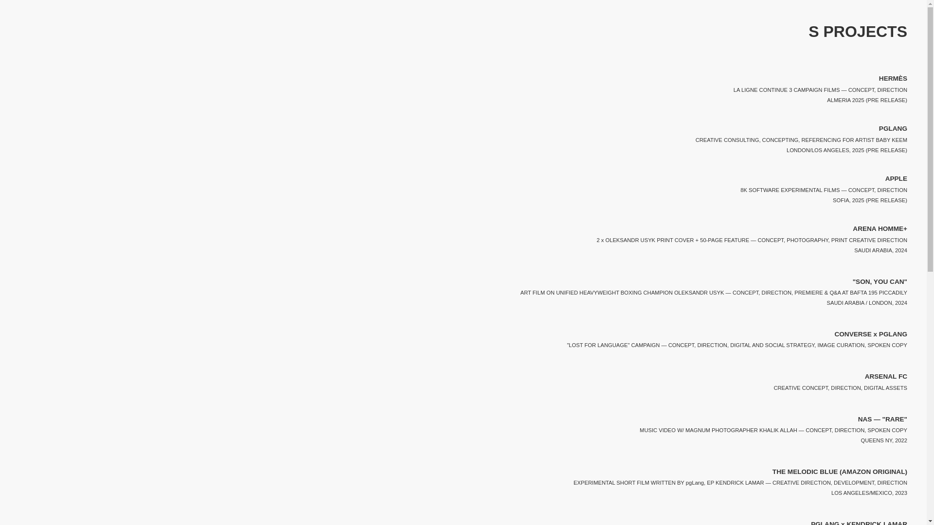 website screenshot of https://s-projects.info/