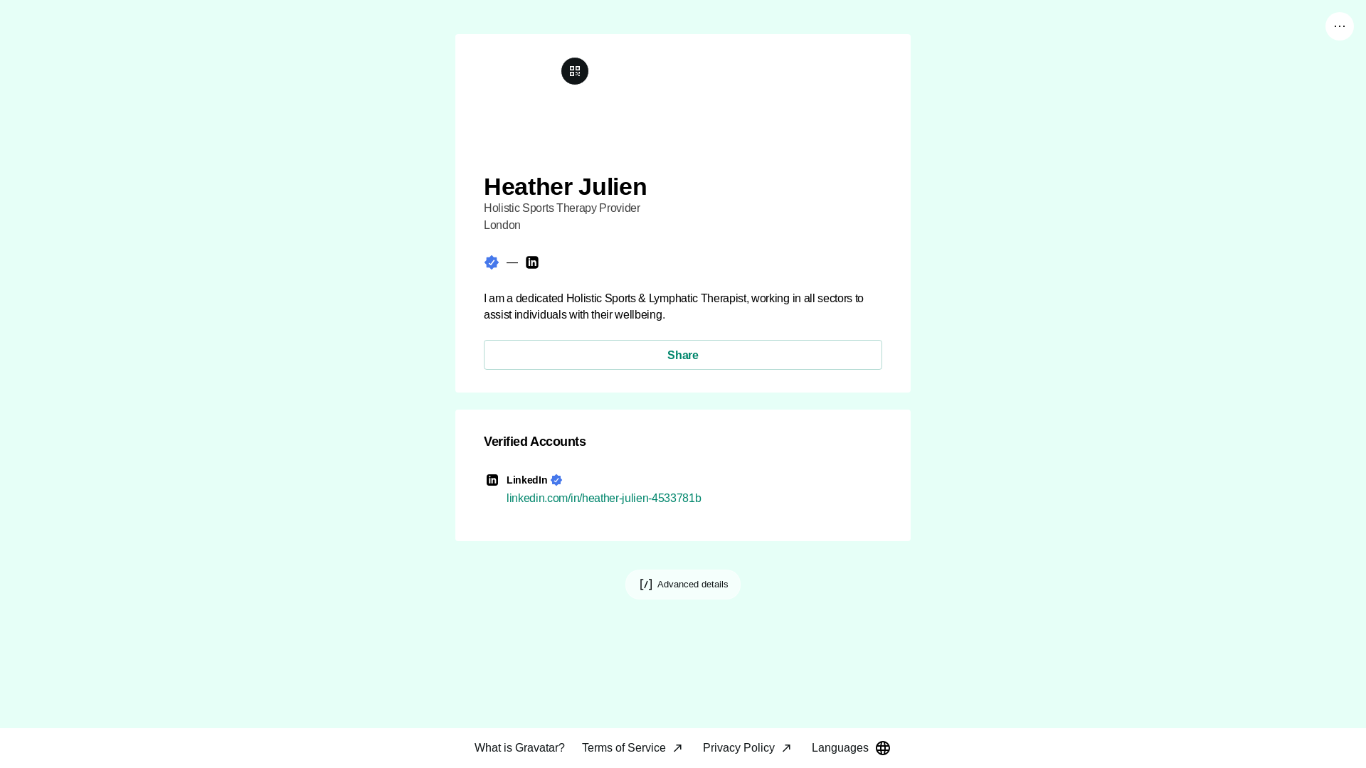website screenshot of https://heatherjulien.link/