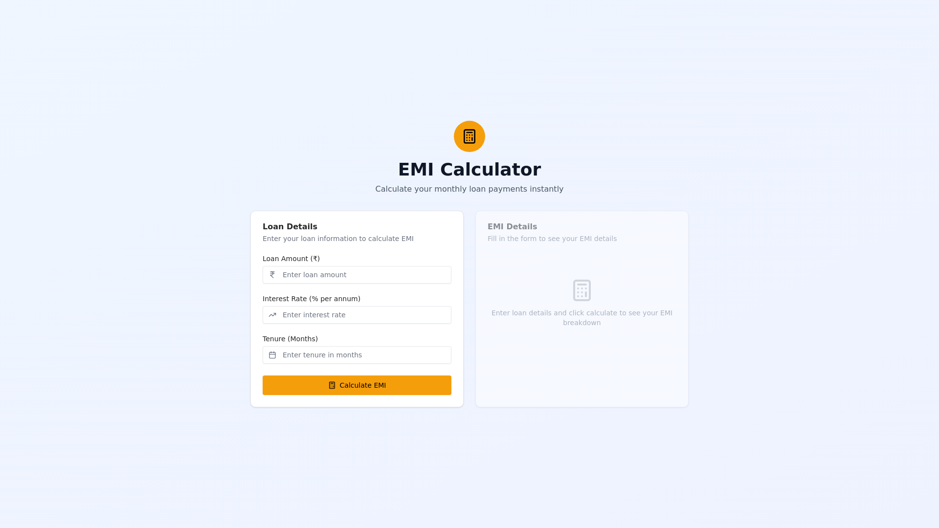 website screenshot of https://easy-emi-calculator-467782.pages.dev/