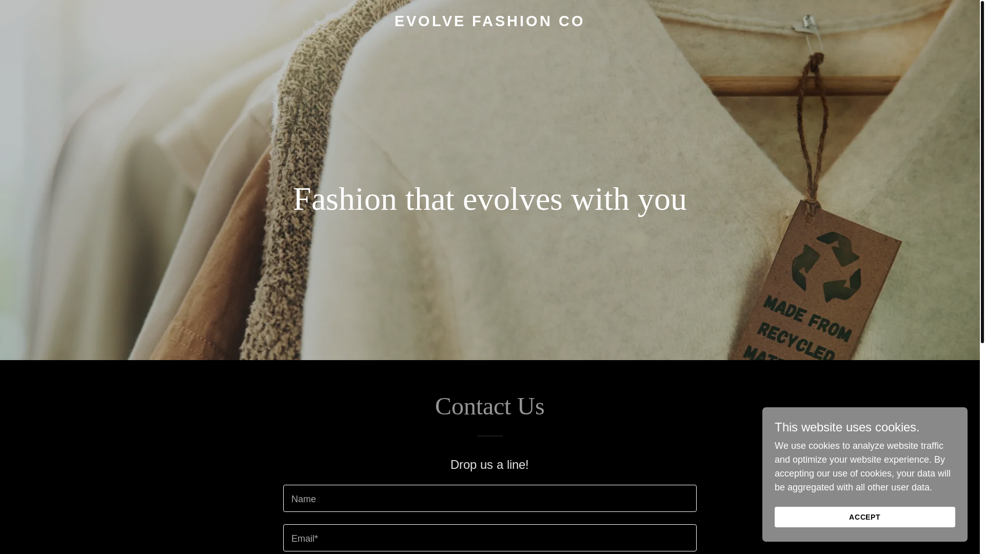 website screenshot of https://evolvefashionco.com/