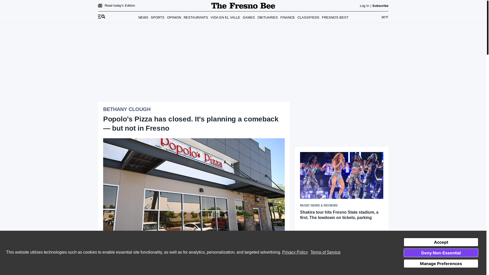 website screenshot of https://fresnobee.com/