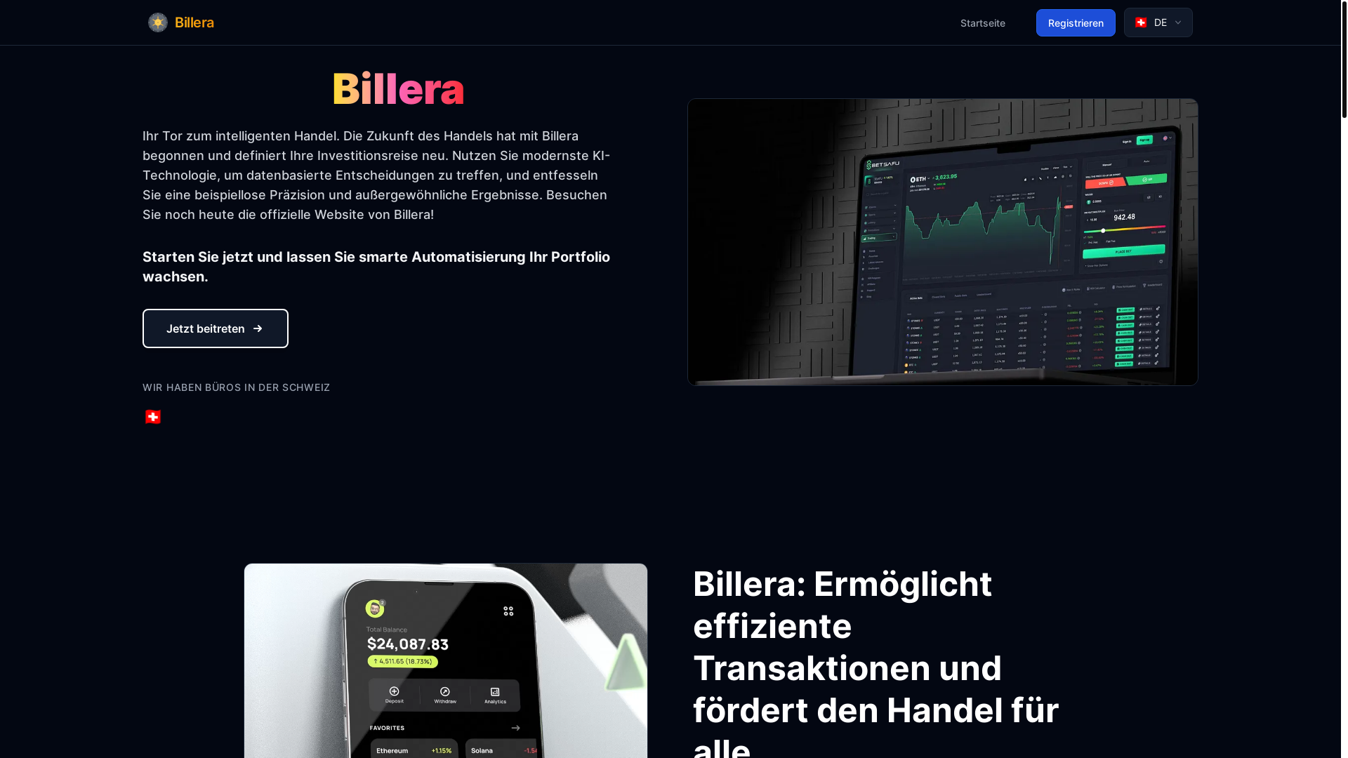 website screenshot of https://billera-ai.ch/
