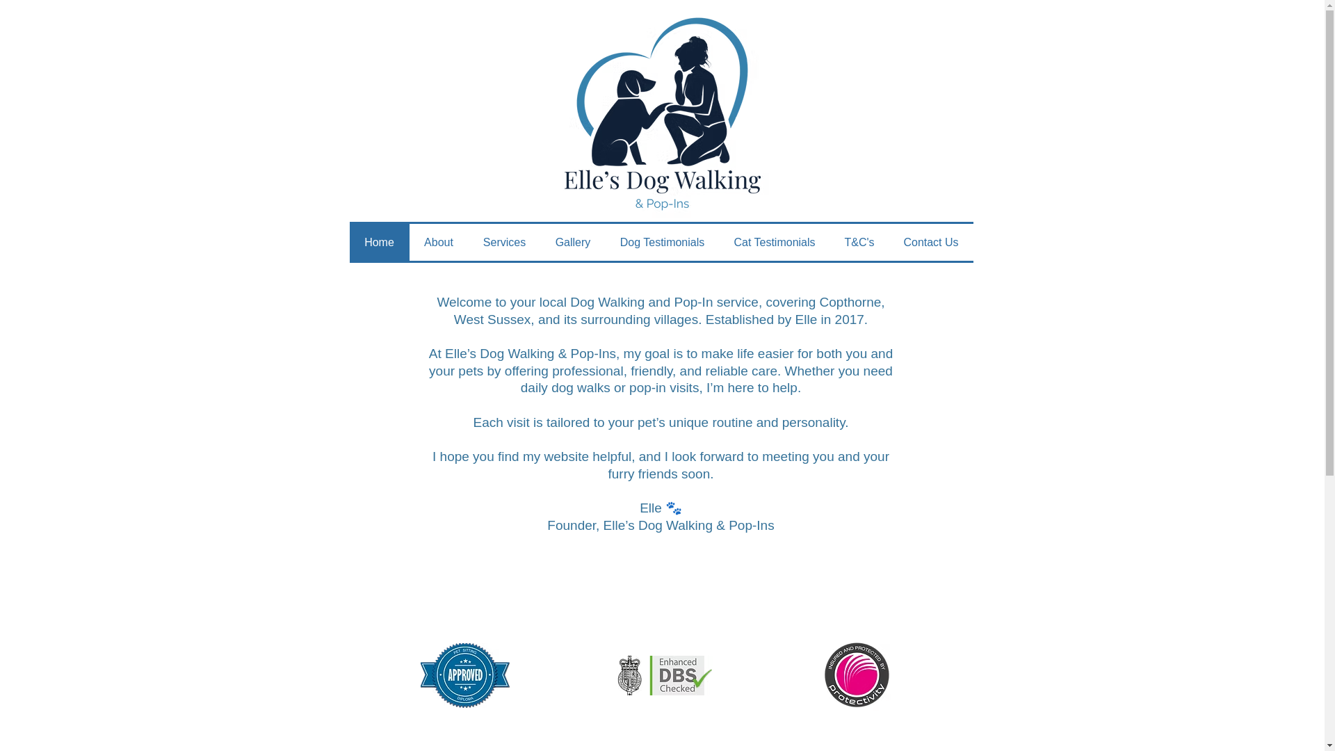 website screenshot of https://ellesdogwalking.com/